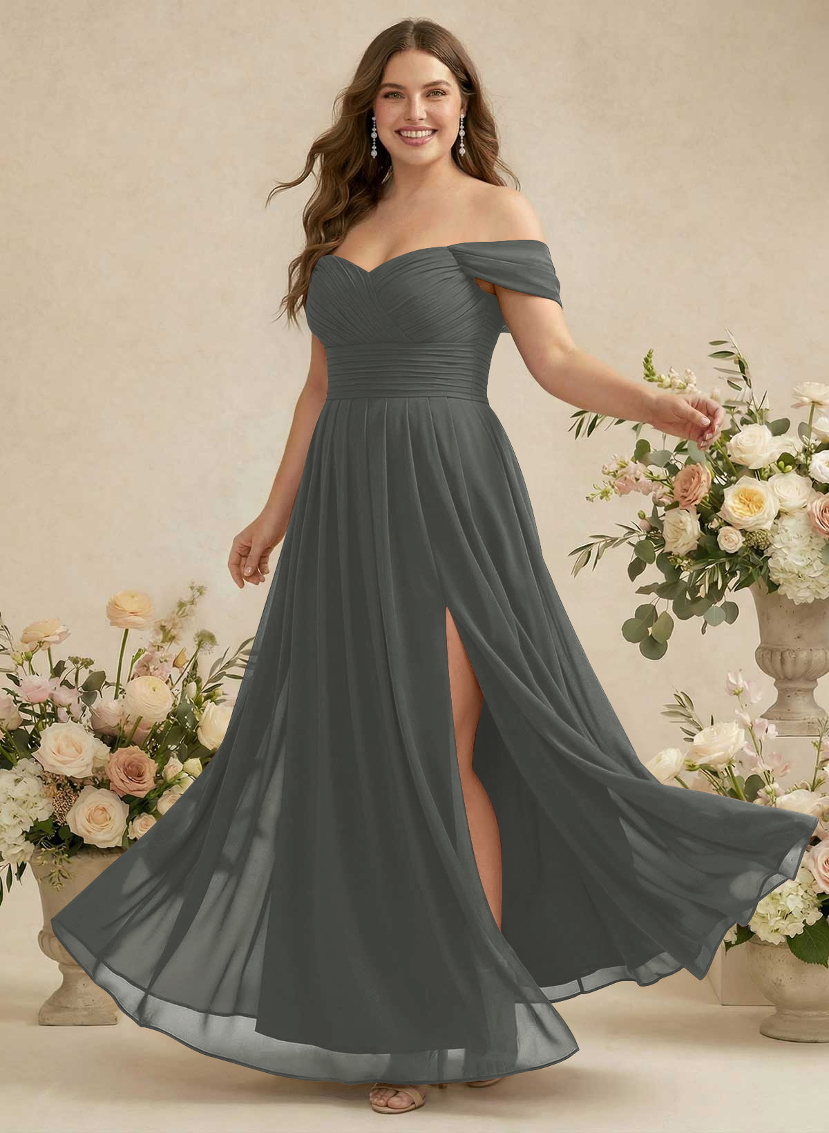 Off-The-Shoulder A-Line Chiffon Bridesmaid Dresses, product image 319