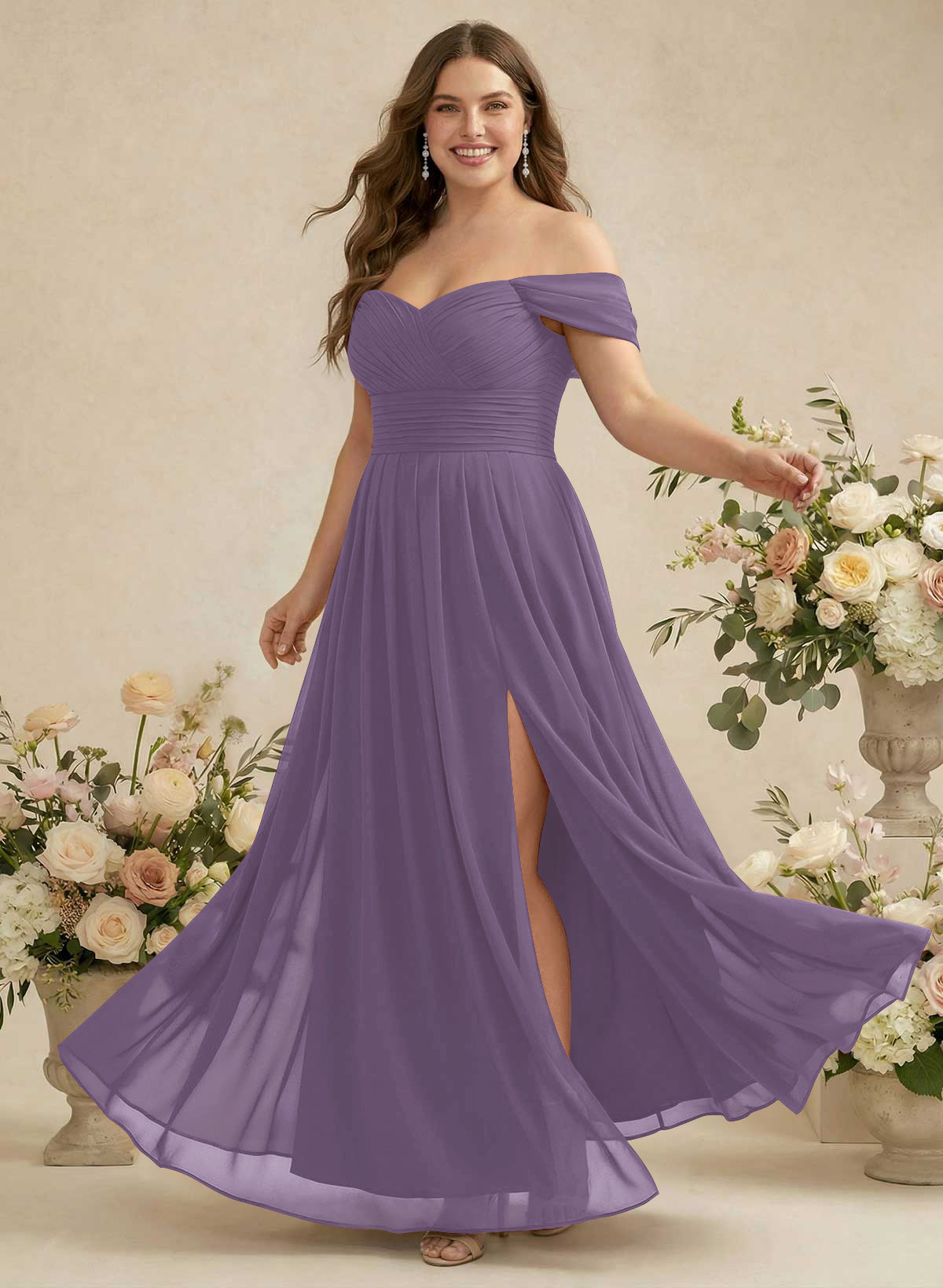 Off-The-Shoulder A-Line Chiffon Bridesmaid Dresses, product image 269