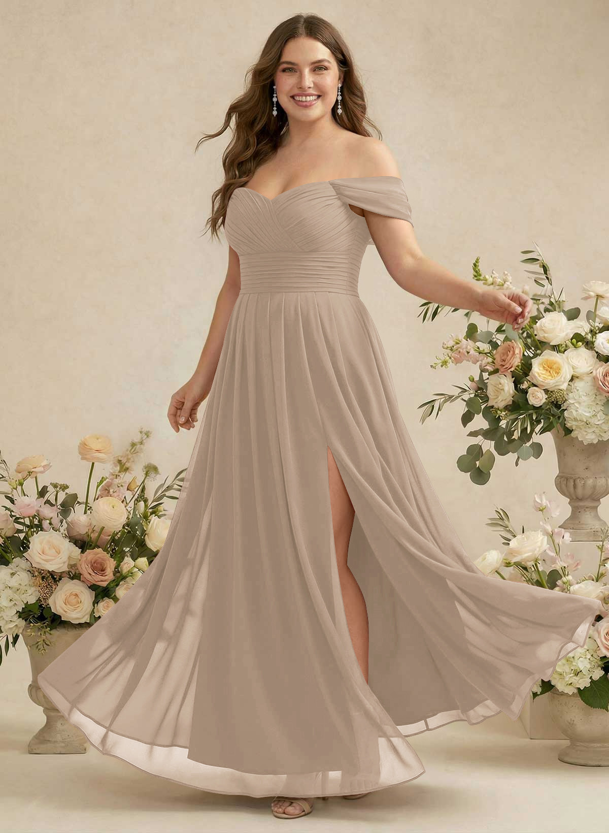 Off-The-Shoulder A-Line Chiffon Bridesmaid Dresses, product image 301