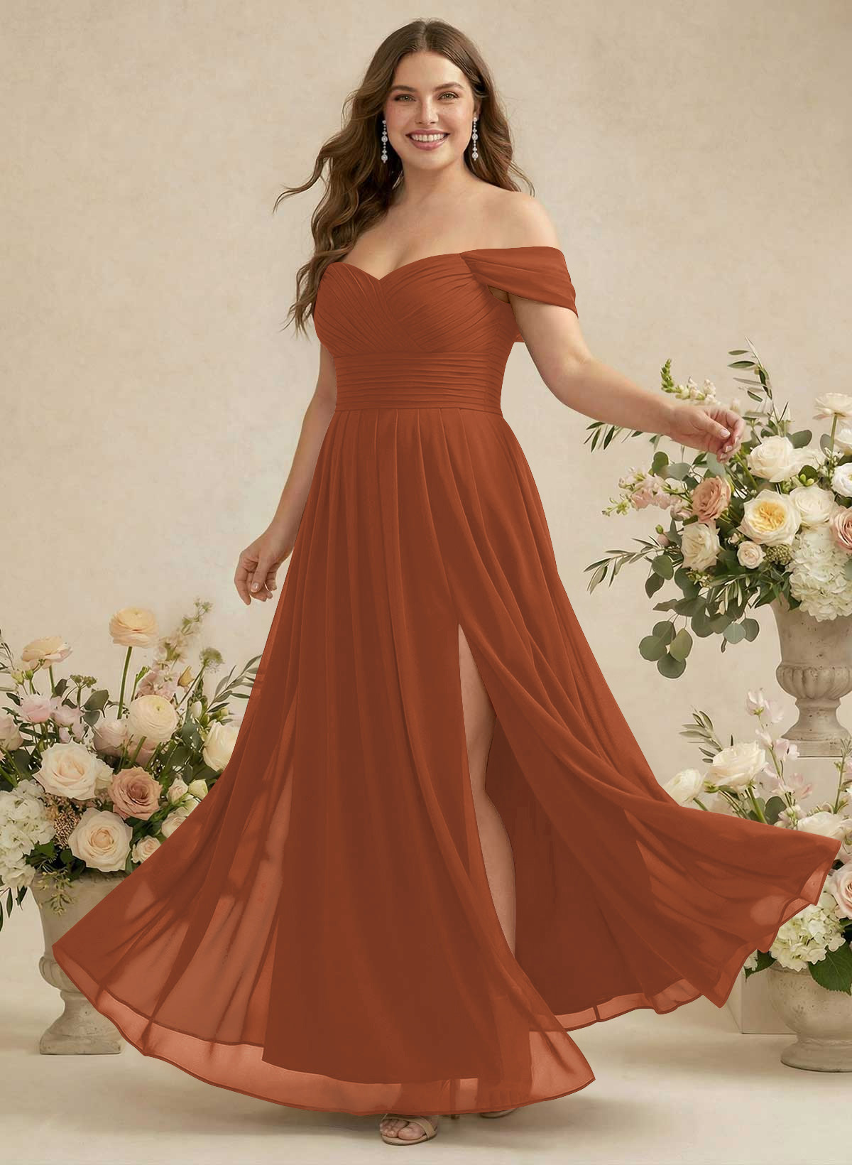 Off-The-Shoulder A-Line Chiffon Bridesmaid Dresses, product image 337