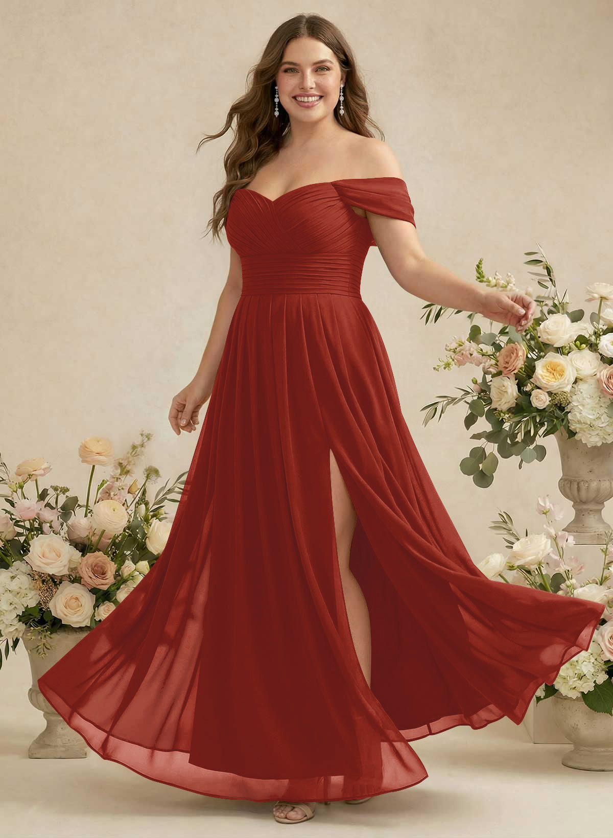 Off-The-Shoulder A-Line Chiffon Bridesmaid Dresses, product image 239