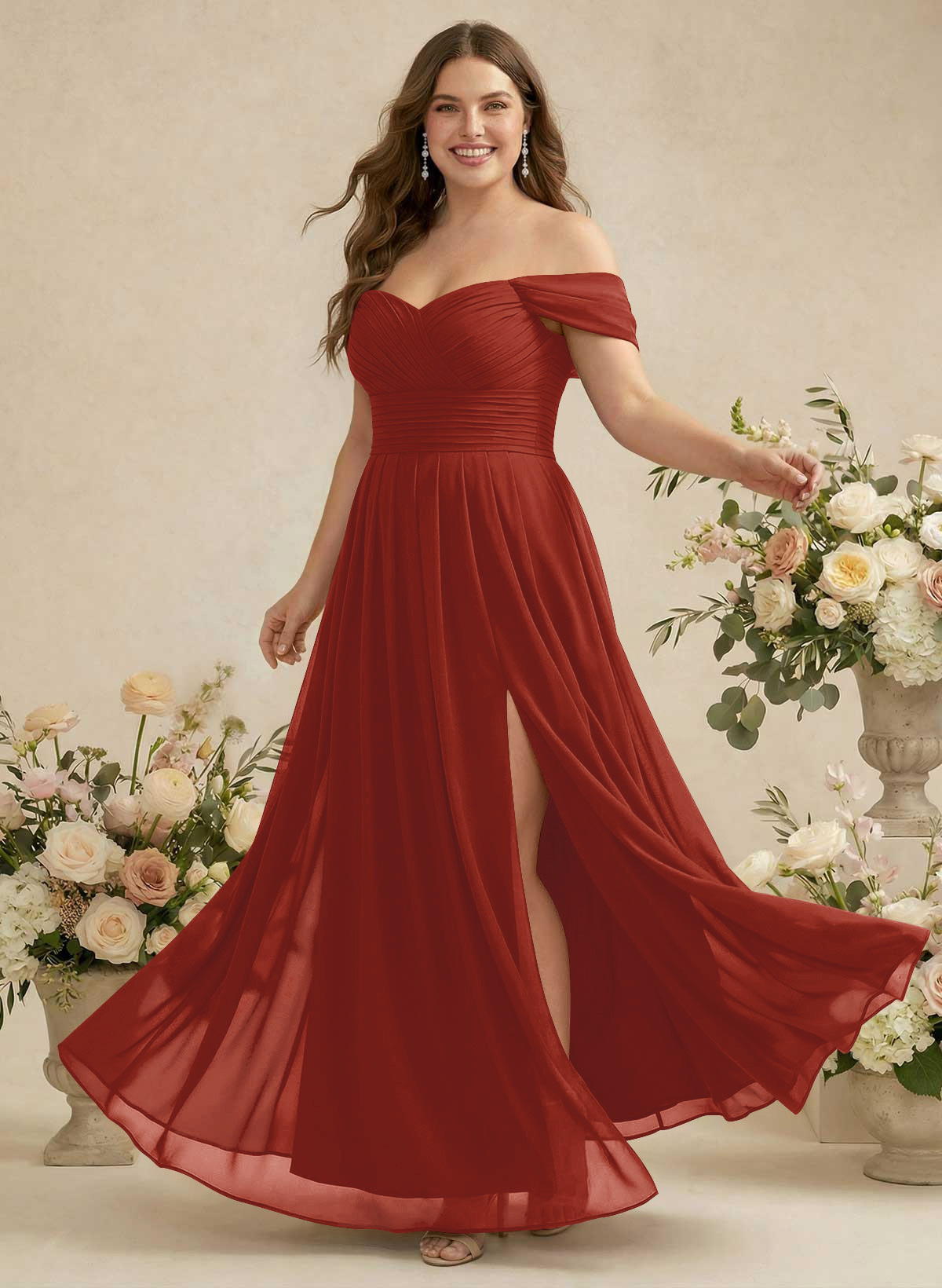 Off-The-Shoulder A-Line Chiffon Bridesmaid Dresses, product image 239