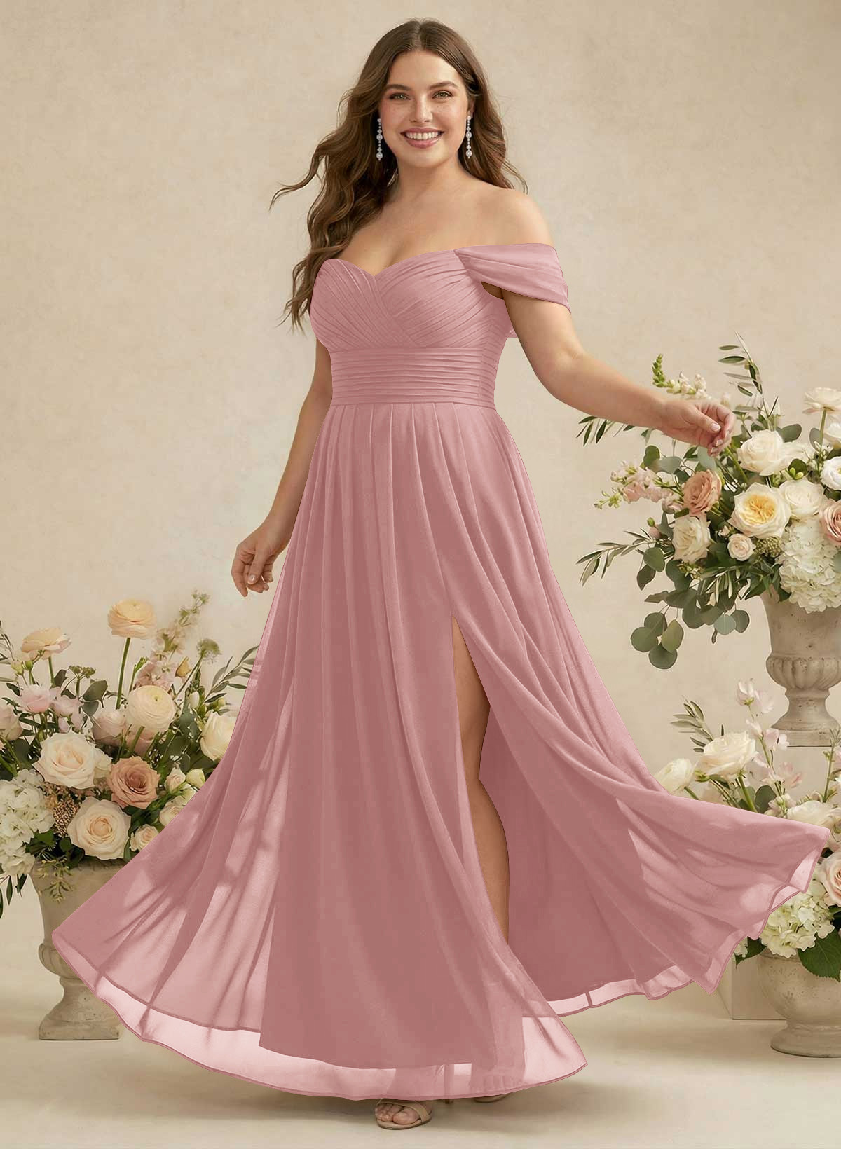 Off-The-Shoulder A-Line Chiffon Bridesmaid Dresses, product image 261