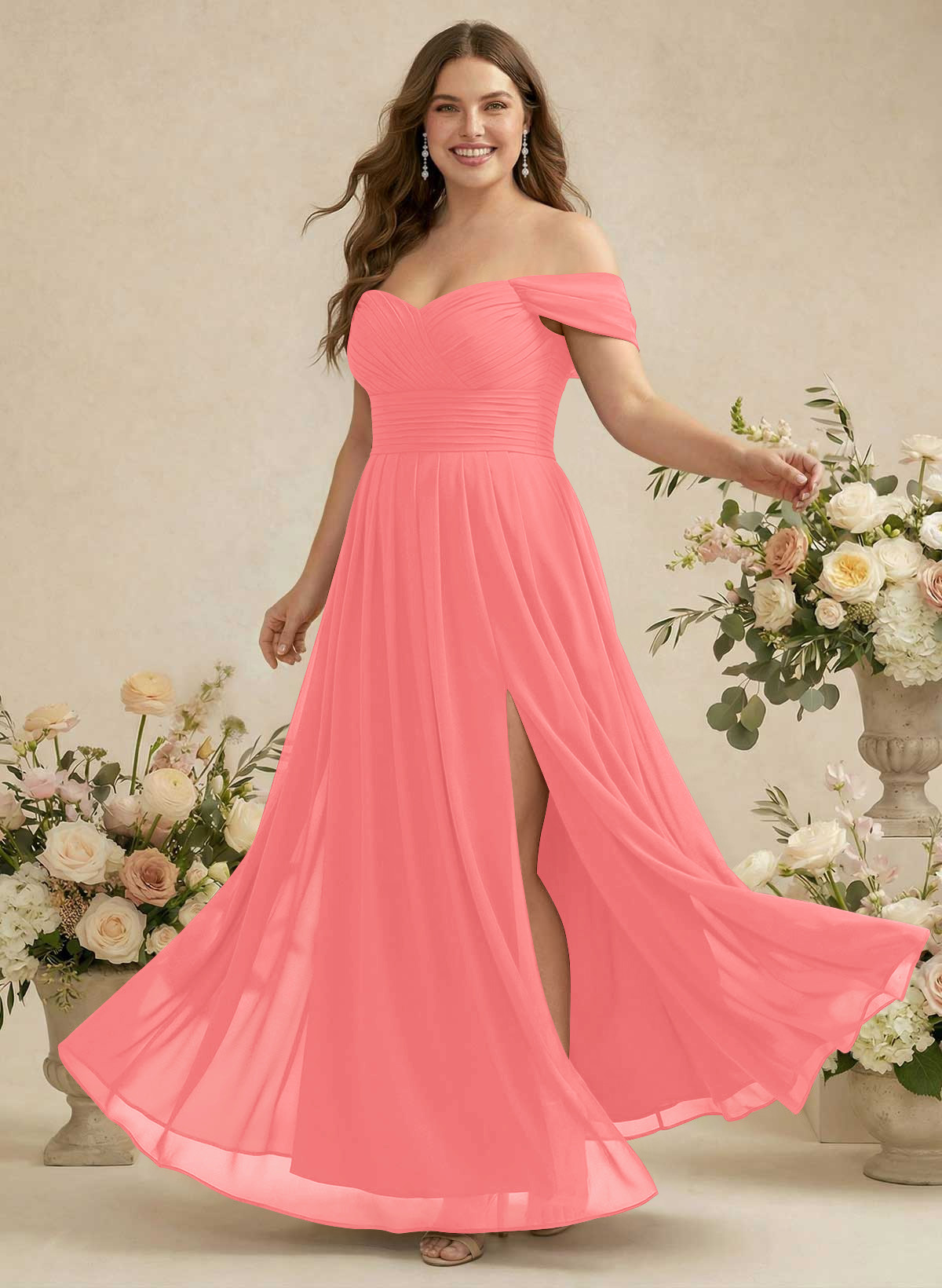 Off-The-Shoulder A-Line Chiffon Bridesmaid Dresses, product image 241