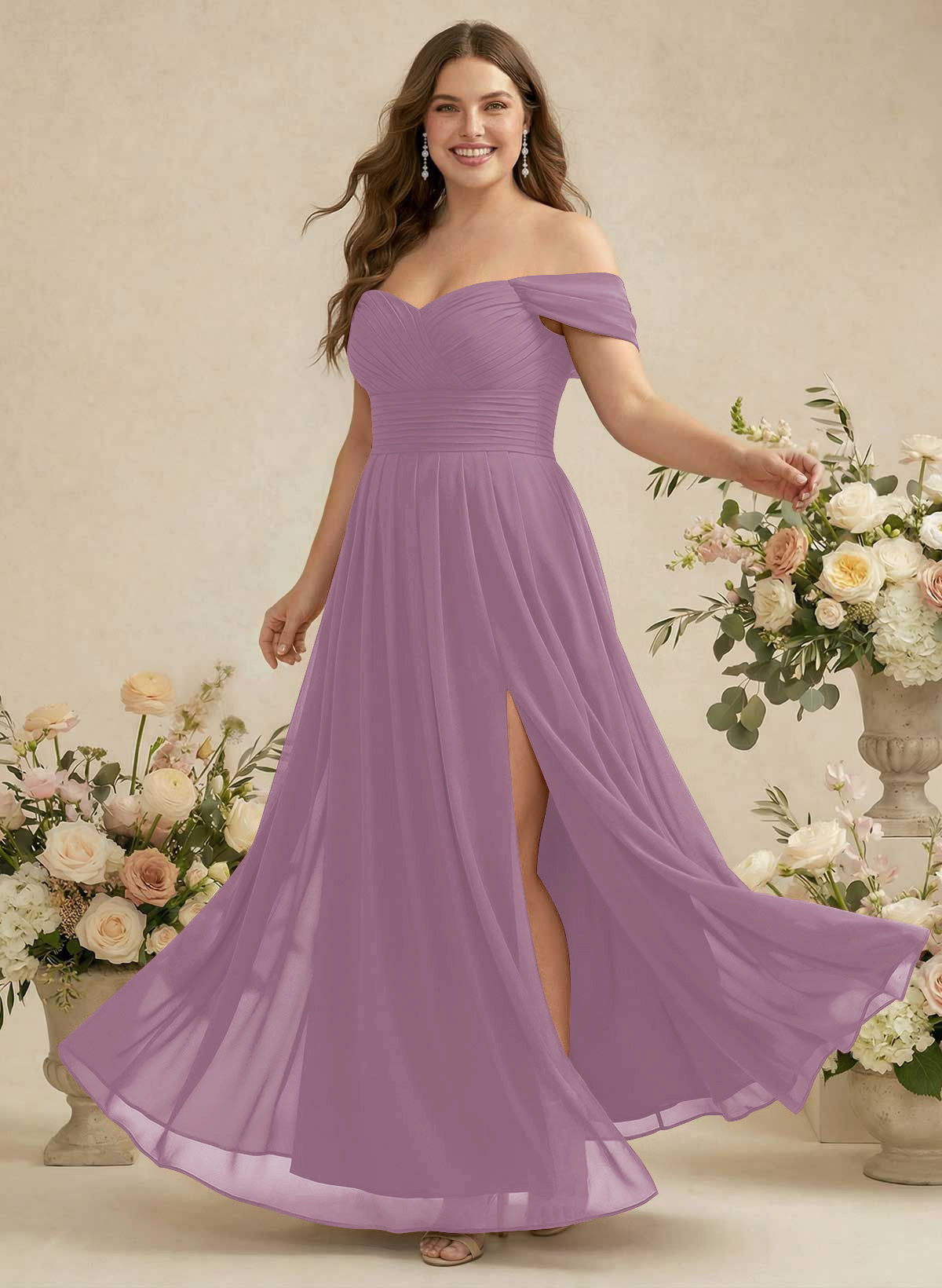 Off-The-Shoulder A-Line Chiffon Bridesmaid Dresses, product image 259