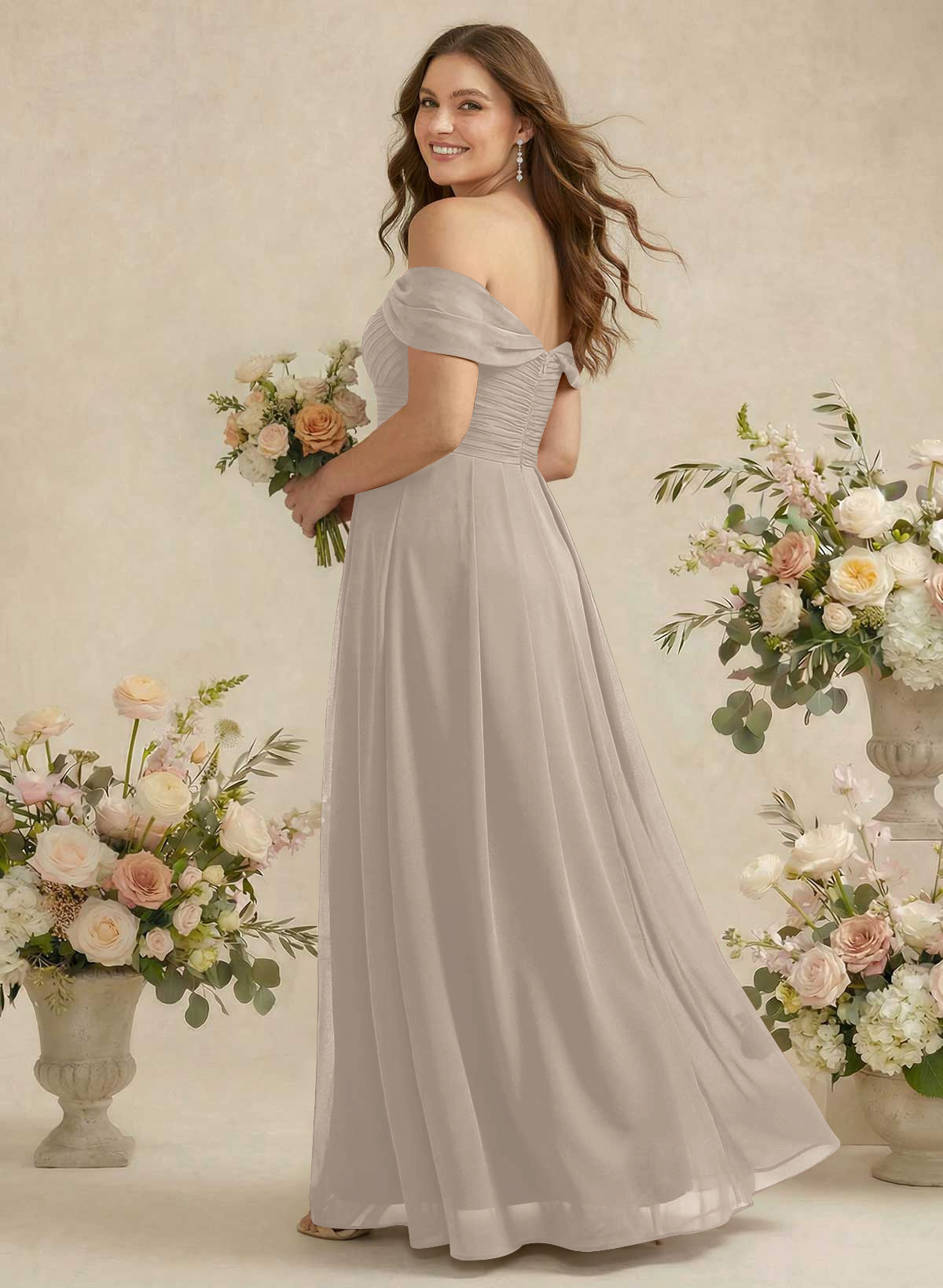 Off-The-Shoulder A-Line Chiffon Bridesmaid Dresses, product image 326