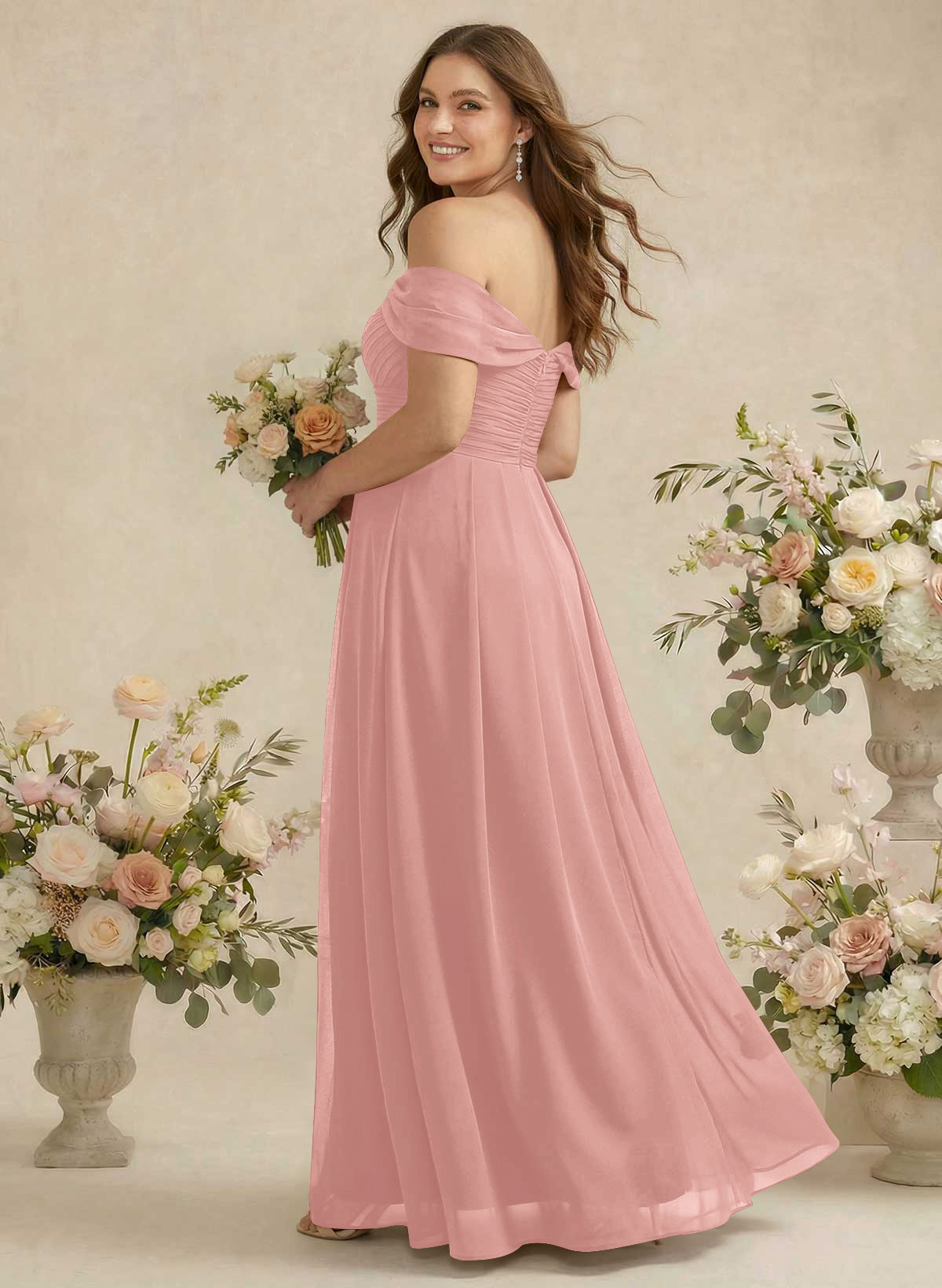 Off-The-Shoulder A-Line Chiffon Bridesmaid Dresses, product image 248
