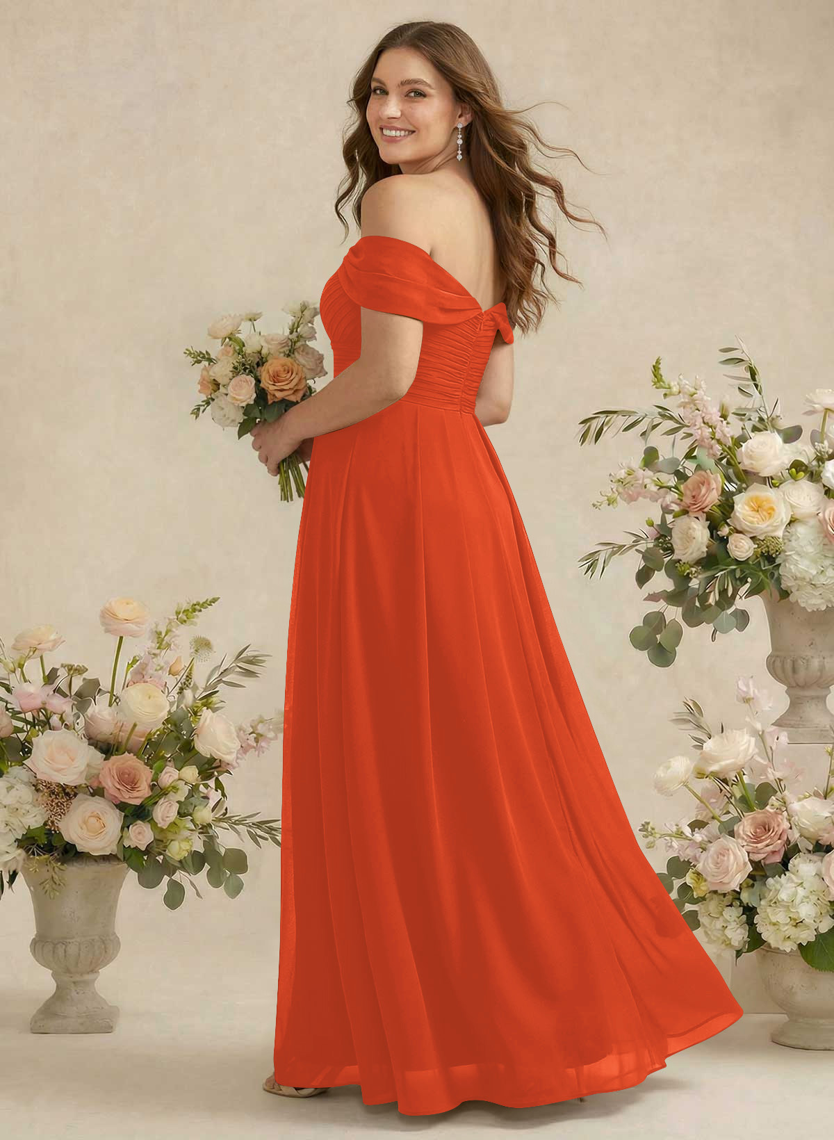 Off-The-Shoulder A-Line Chiffon Bridesmaid Dresses, product image 328