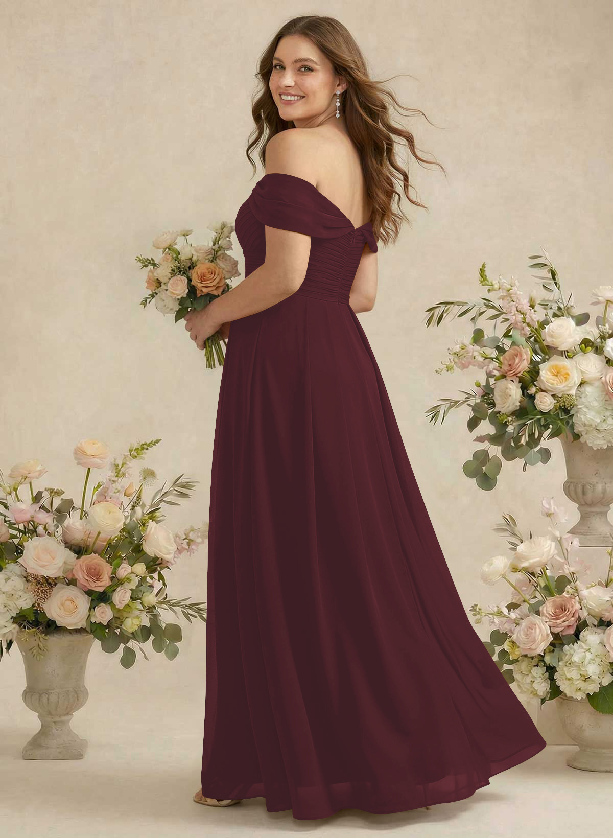 Off-The-Shoulder A-Line Chiffon Bridesmaid Dresses, product image 232