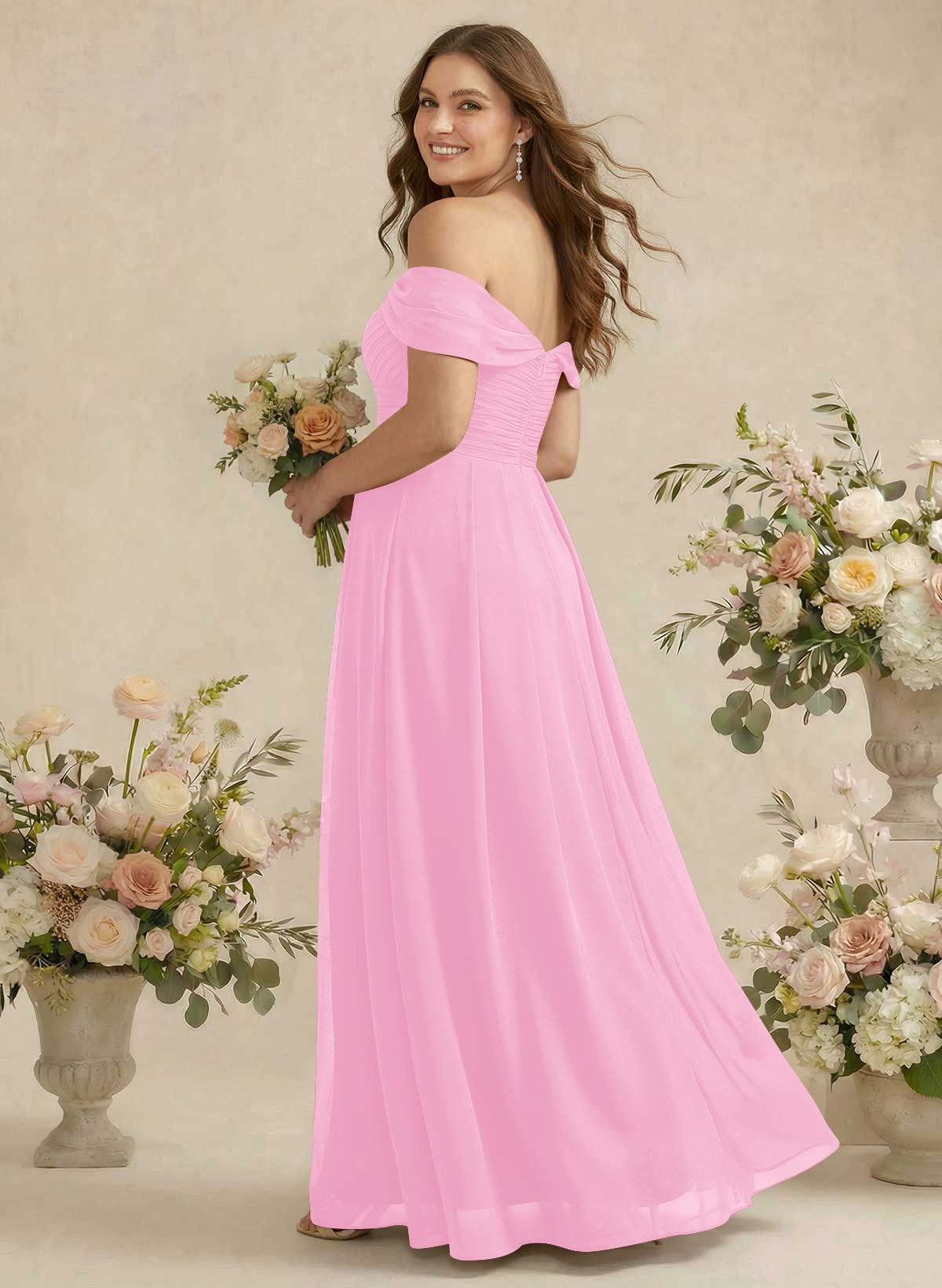 Off-The-Shoulder A-Line Chiffon Bridesmaid Dresses, product image 256