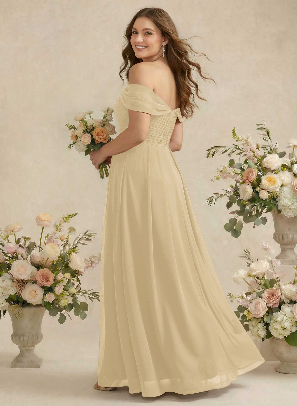 Off-The-Shoulder A-Line Chiffon Bridesmaid Dresses, product image 300
