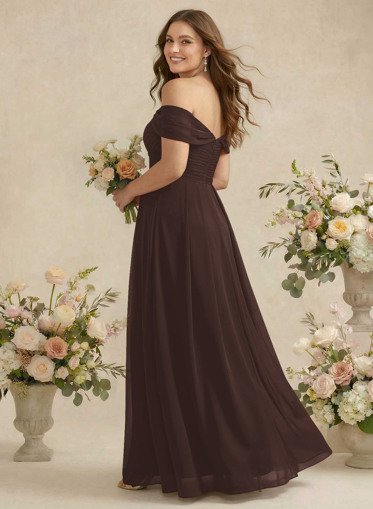 Off-The-Shoulder A-Line Chiffon Bridesmaid Dresses, product image 312