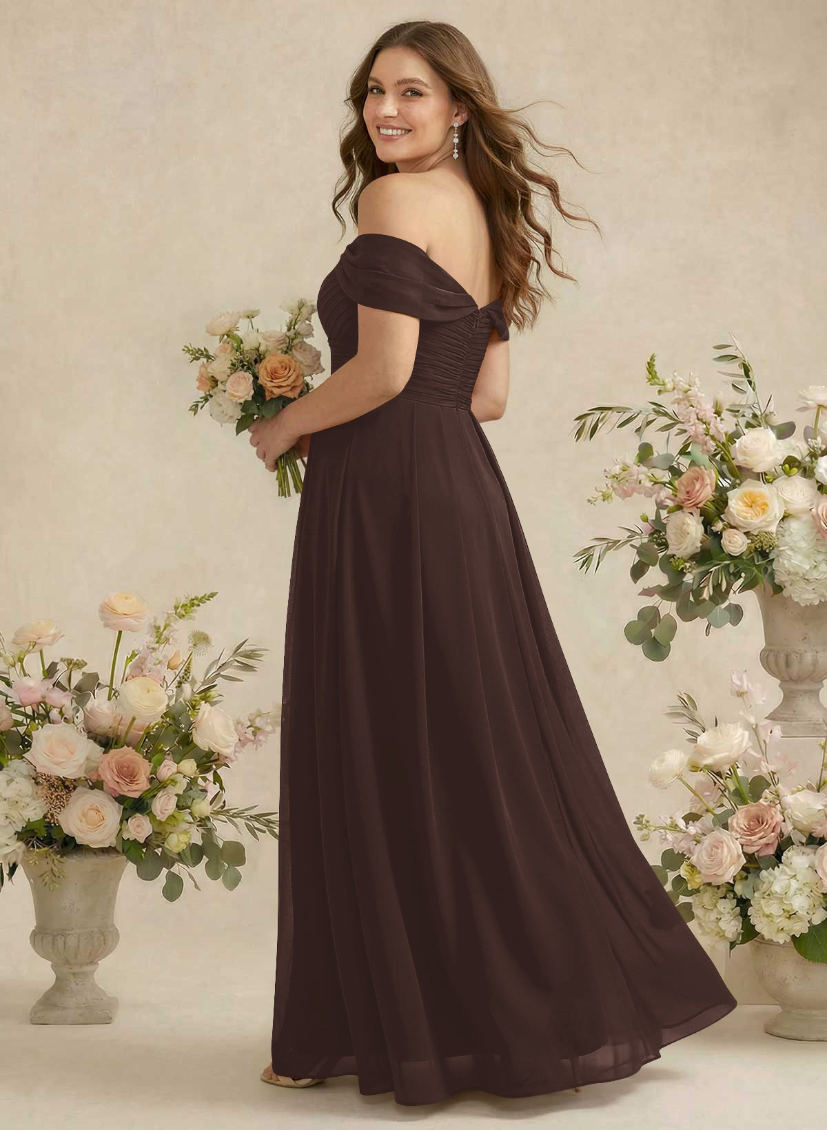 Off-The-Shoulder A-Line Chiffon Bridesmaid Dresses, product image 312