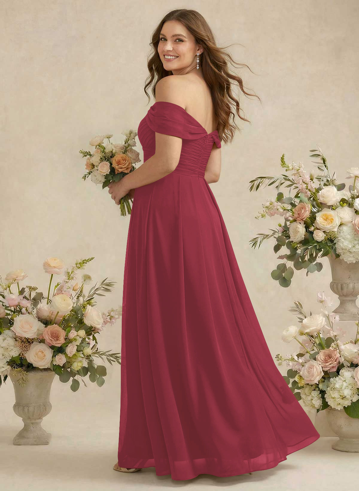 Off-The-Shoulder A-Line Chiffon Bridesmaid Dresses, product image 234