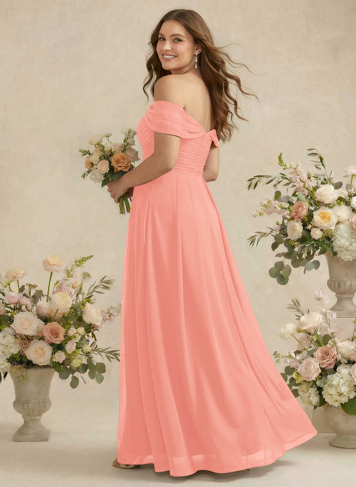 Off-The-Shoulder A-Line Chiffon Bridesmaid Dresses, product image 252