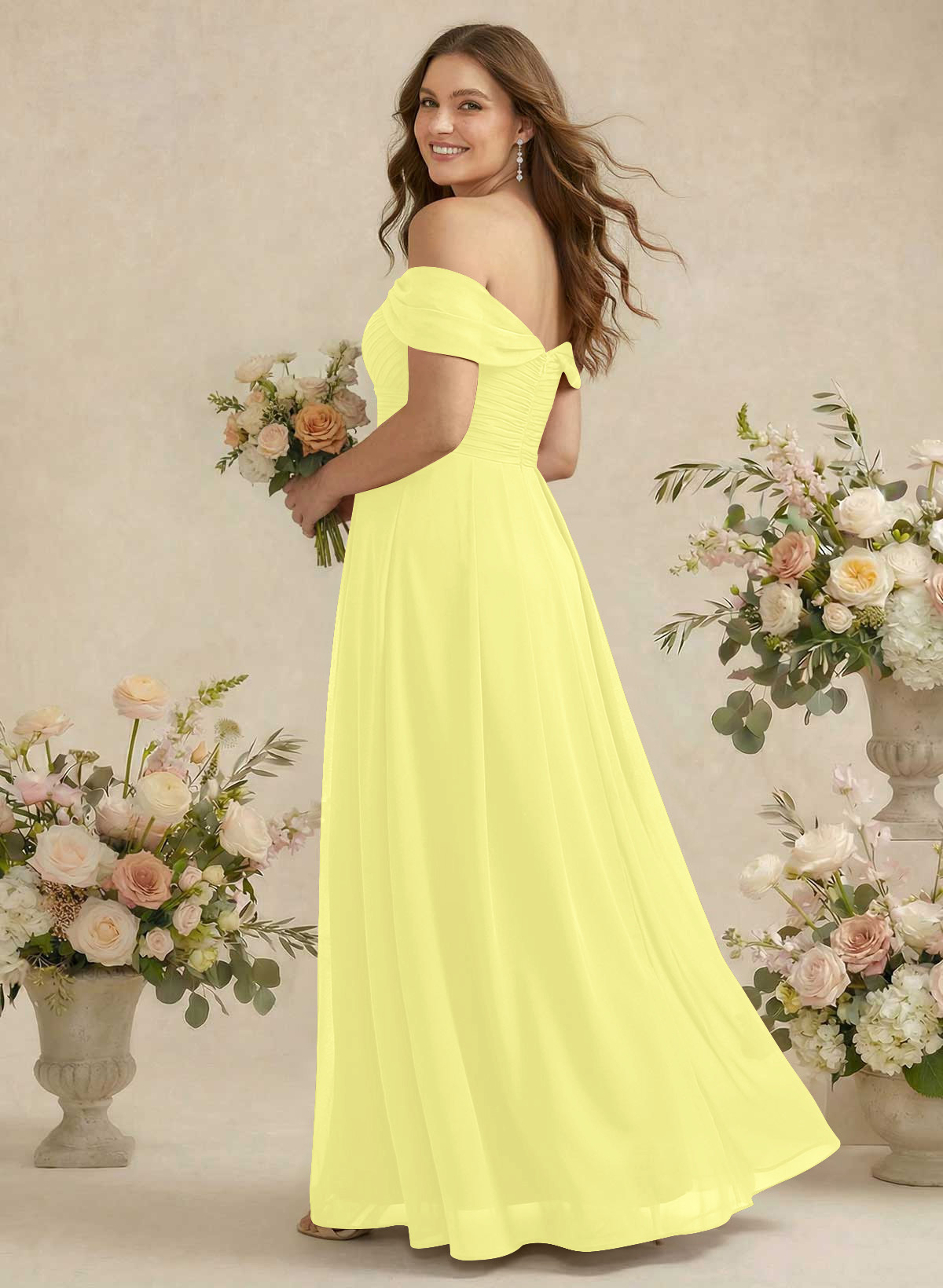 Off-The-Shoulder A-Line Chiffon Bridesmaid Dresses, product image 304
