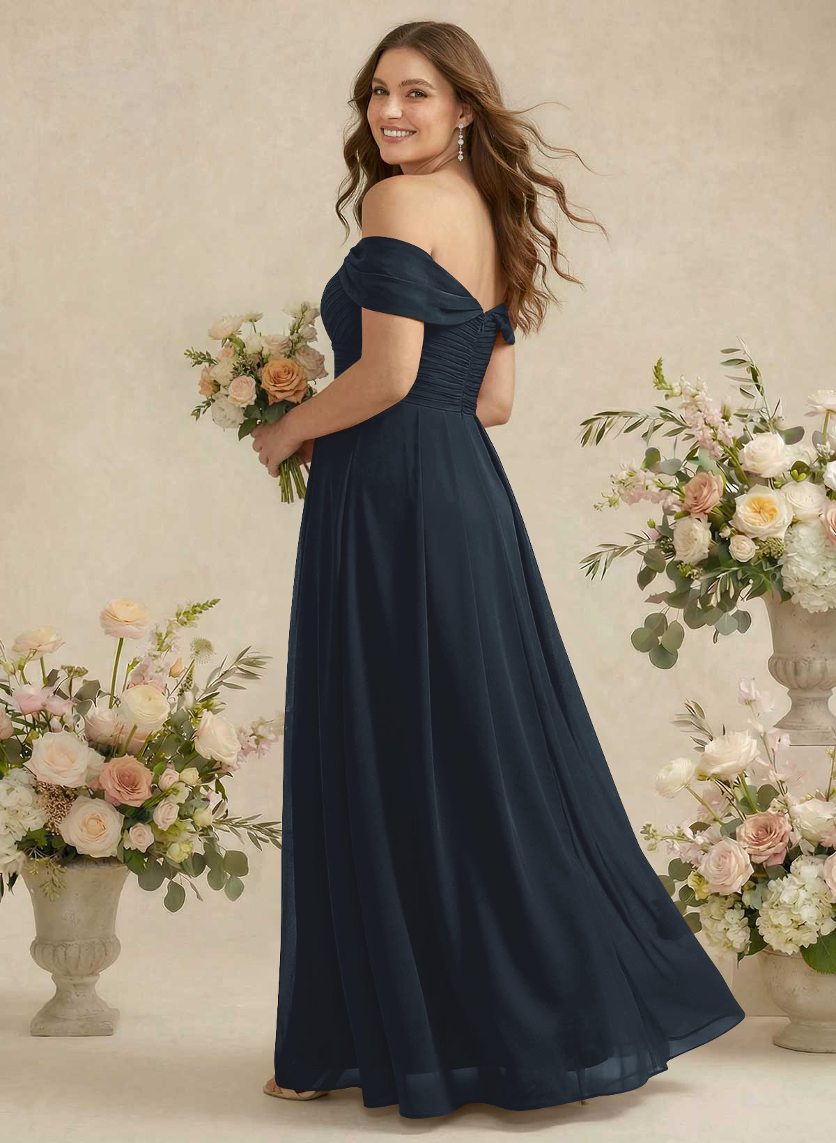 Off-The-Shoulder A-Line Chiffon Bridesmaid Dresses, product image 208