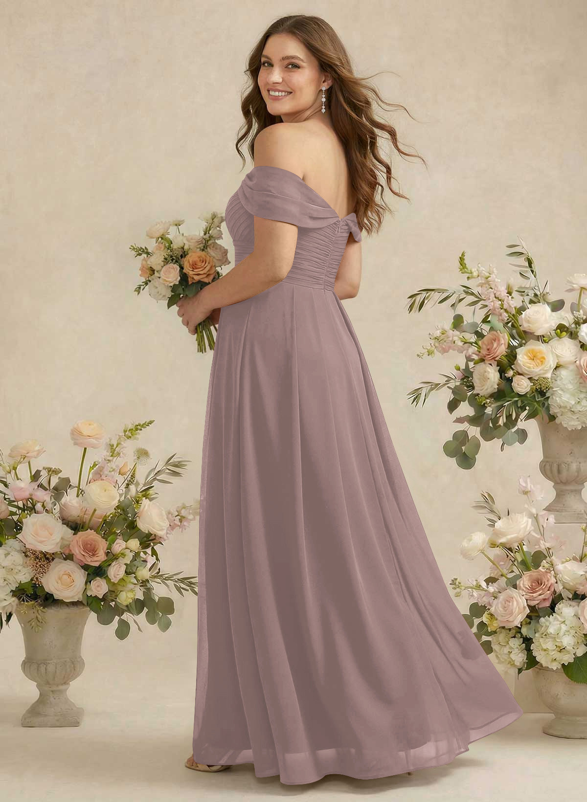 Off-The-Shoulder A-Line Chiffon Bridesmaid Dresses, product image 258