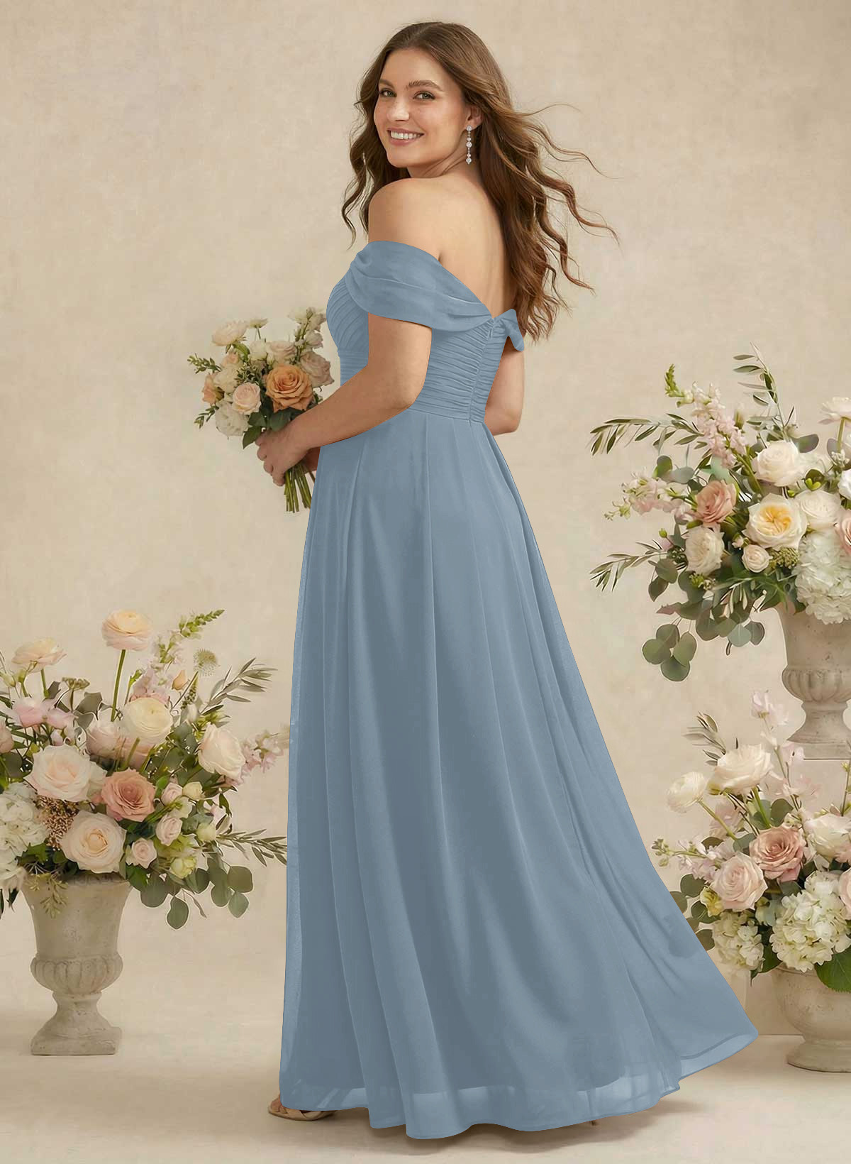 Off-The-Shoulder A-Line Chiffon Bridesmaid Dresses, product image 212