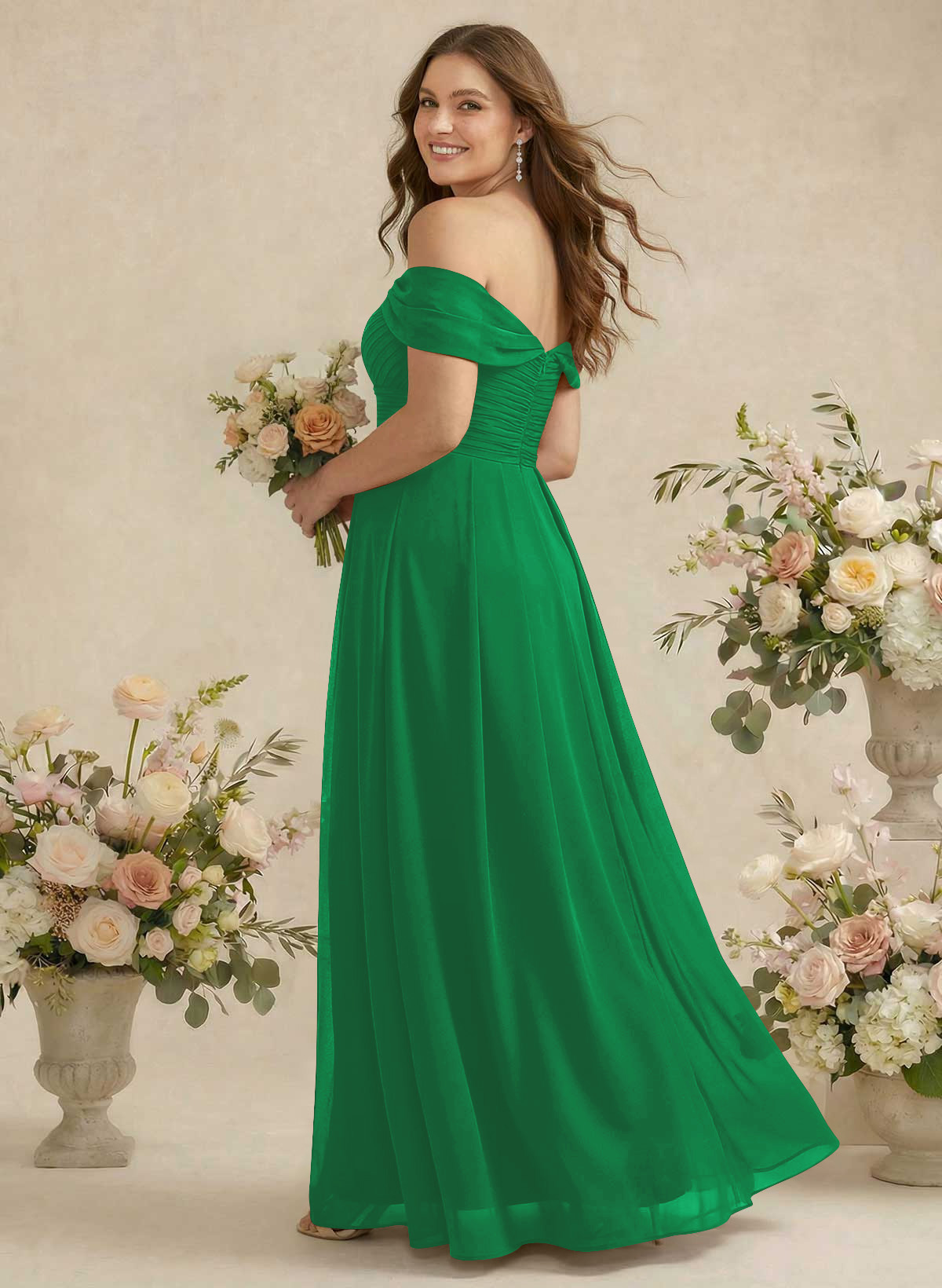Off-The-Shoulder A-Line Chiffon Bridesmaid Dresses, product image 332