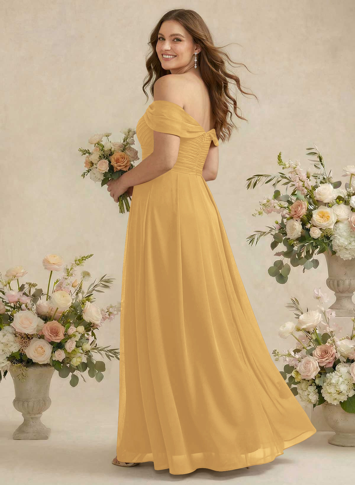 Off-The-Shoulder A-Line Chiffon Bridesmaid Dresses, product image 306