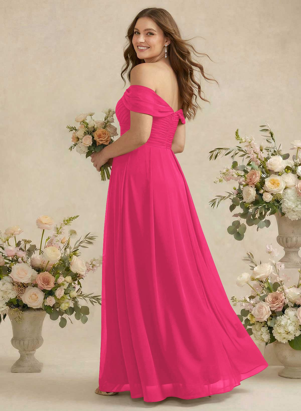 Off-The-Shoulder A-Line Chiffon Bridesmaid Dresses, product image 278