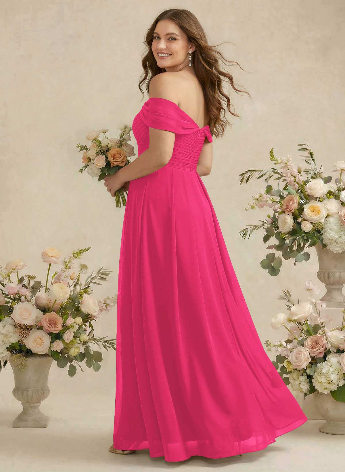 Off-The-Shoulder A-Line Chiffon Bridesmaid Dresses, product image 278