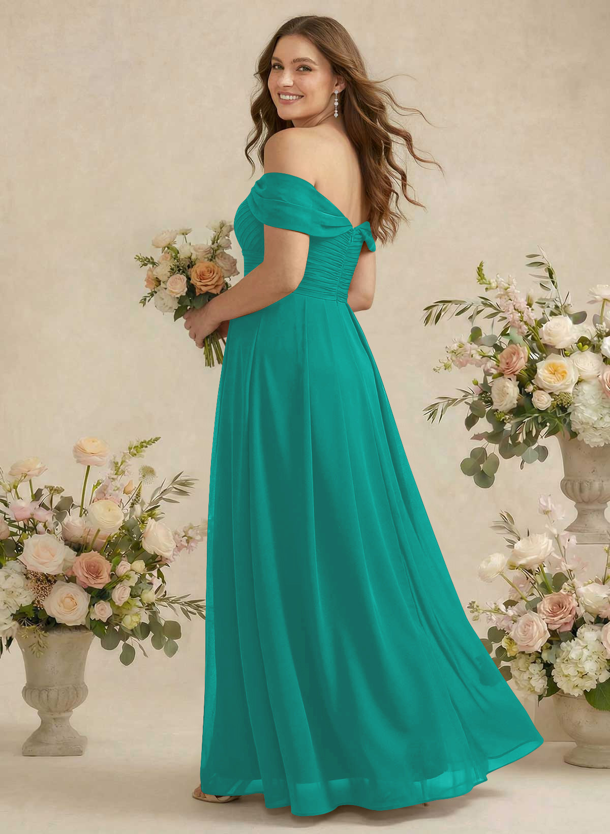 Off-The-Shoulder A-Line Chiffon Bridesmaid Dresses, product image 290