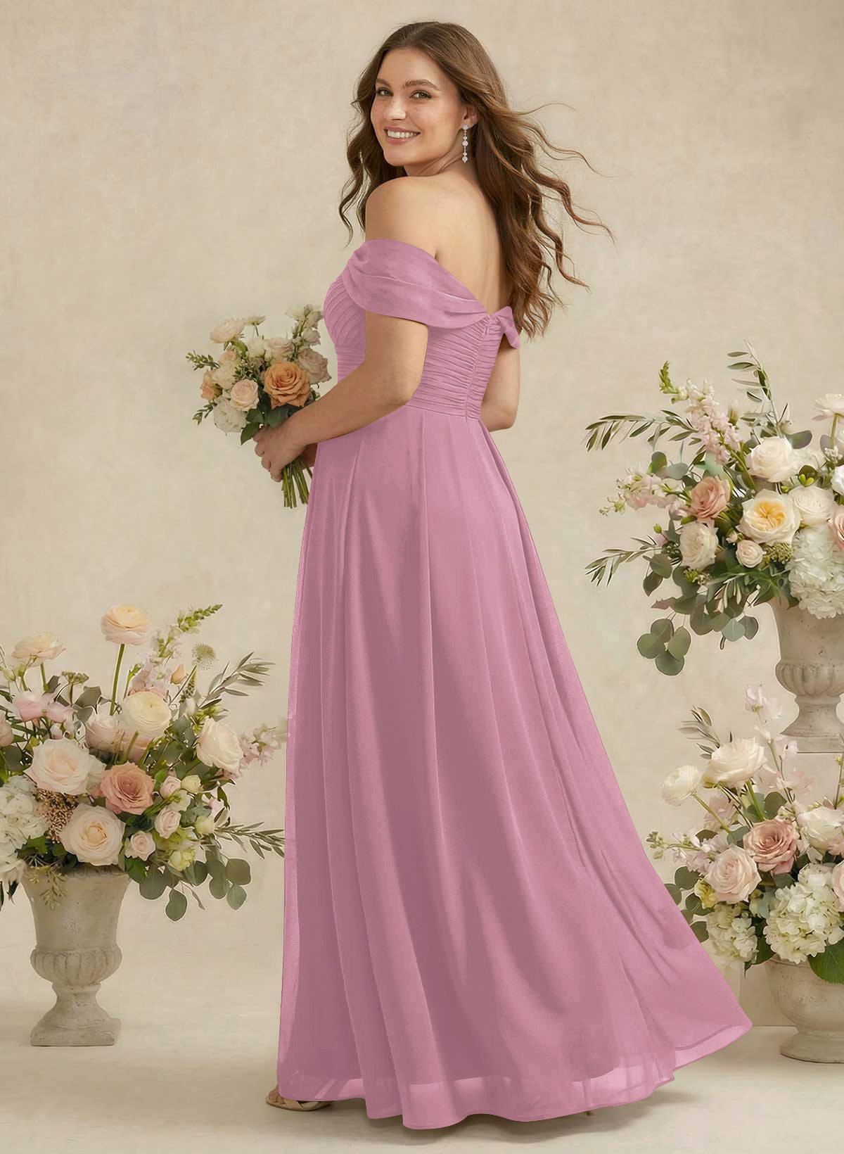 Off-The-Shoulder A-Line Chiffon Bridesmaid Dresses, product image 264
