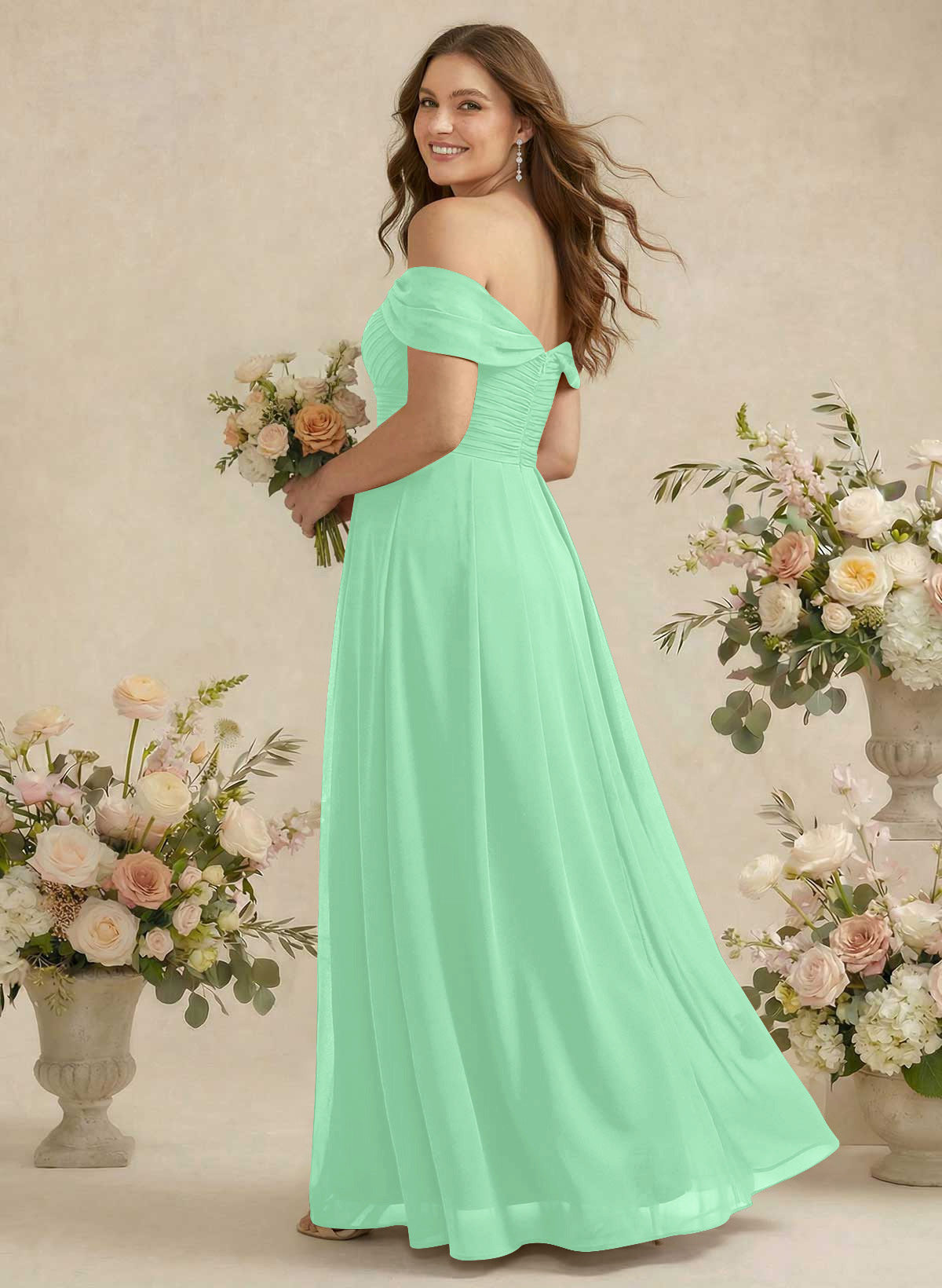 Off-The-Shoulder A-Line Chiffon Bridesmaid Dresses, product image 296