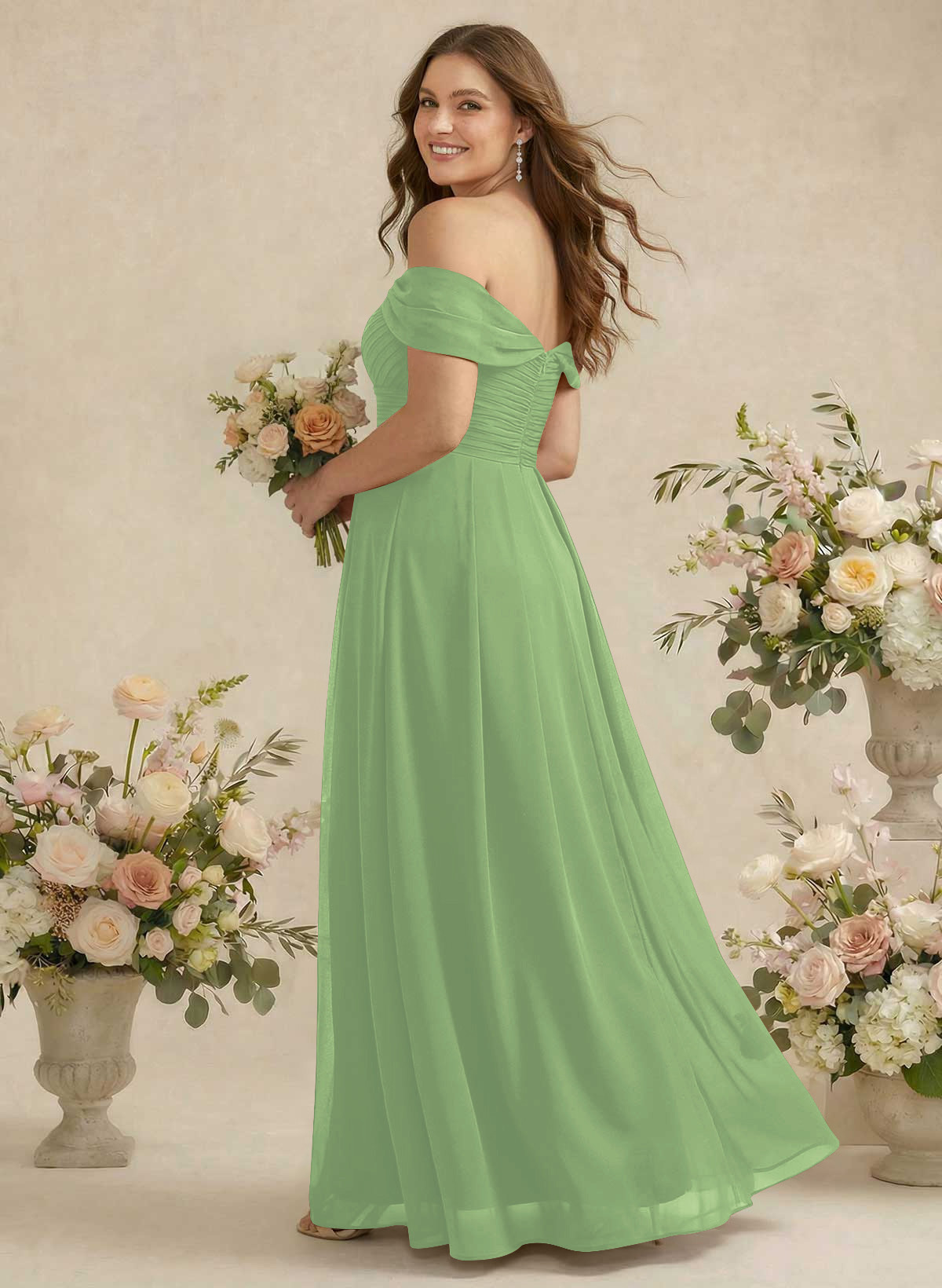 Off-The-Shoulder A-Line Chiffon Bridesmaid Dresses, product image 336
