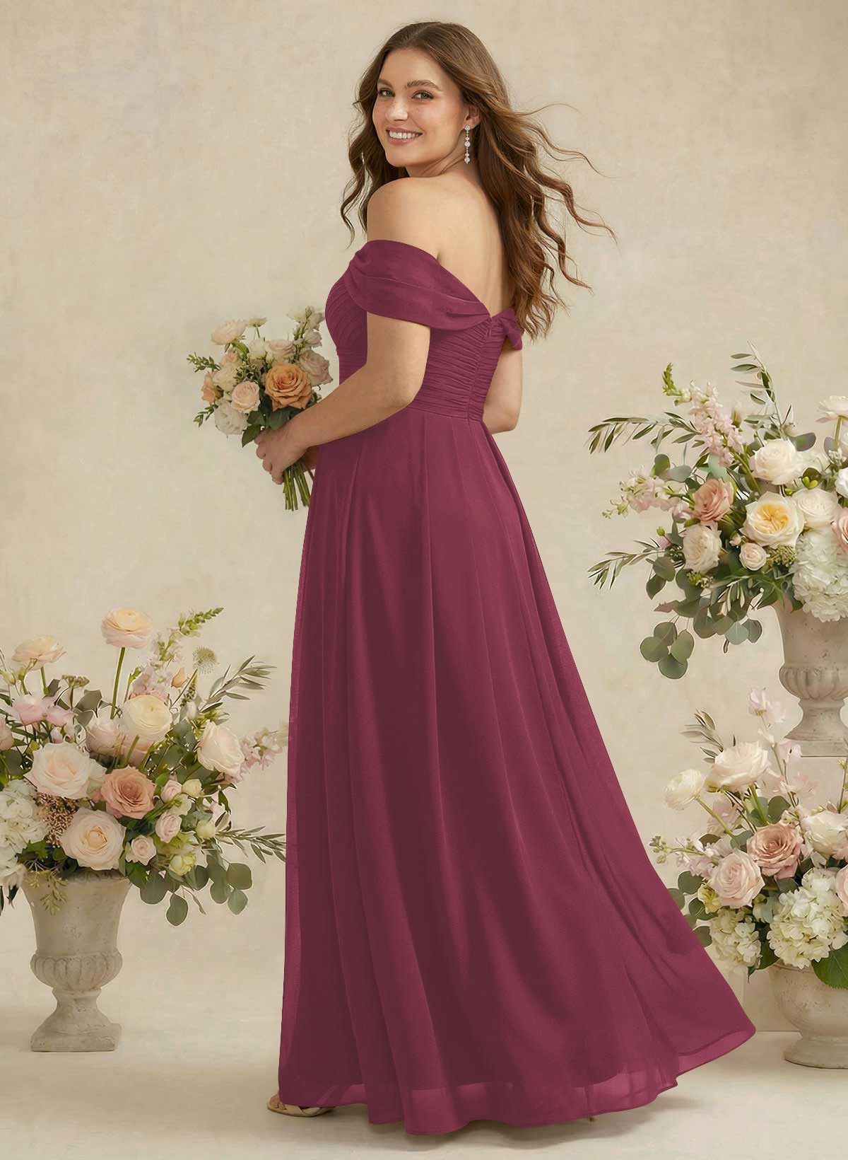 Off-The-Shoulder A-Line Chiffon Bridesmaid Dresses, product image 236