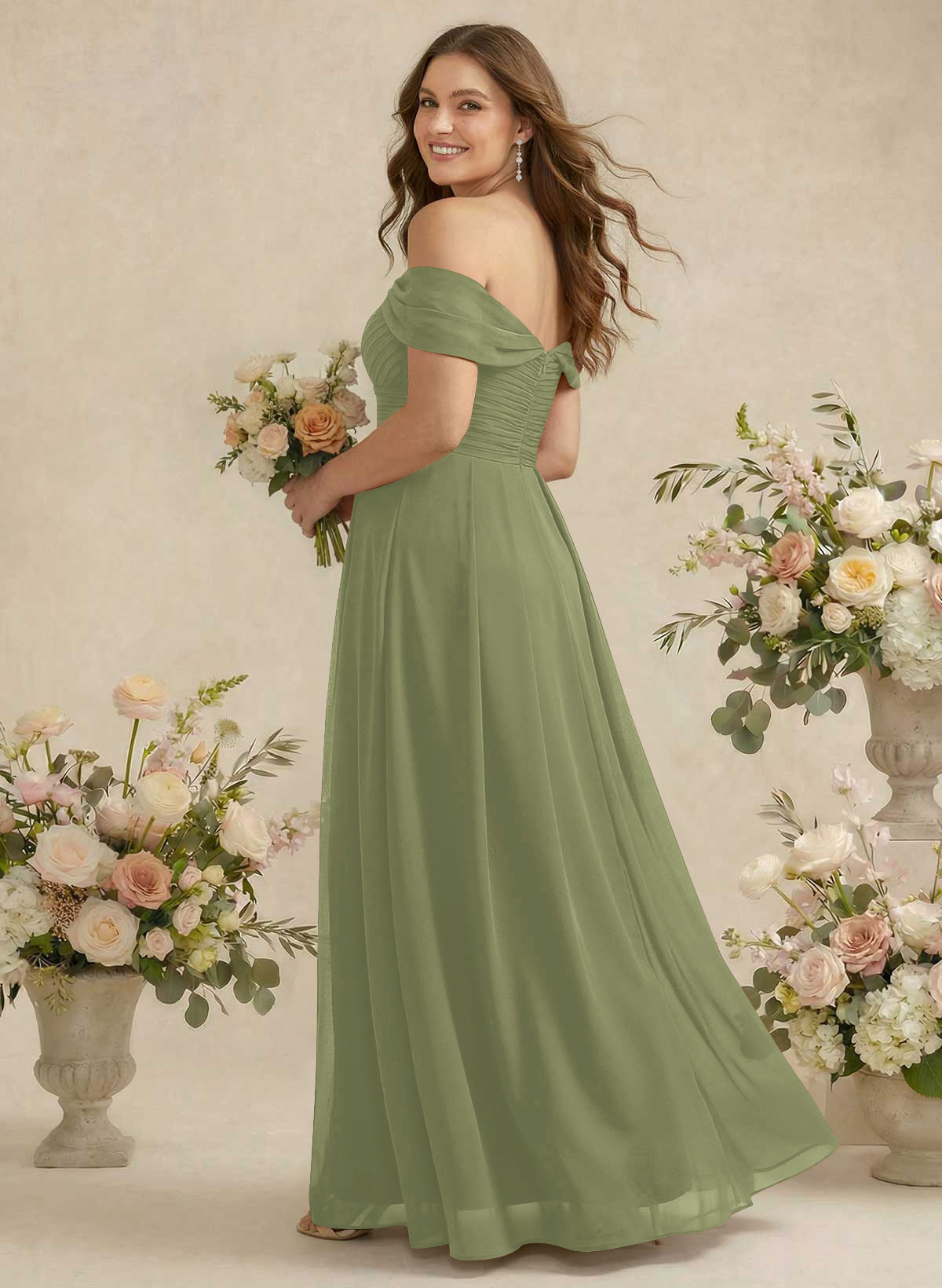 Off-The-Shoulder A-Line Chiffon Bridesmaid Dresses, product image 324