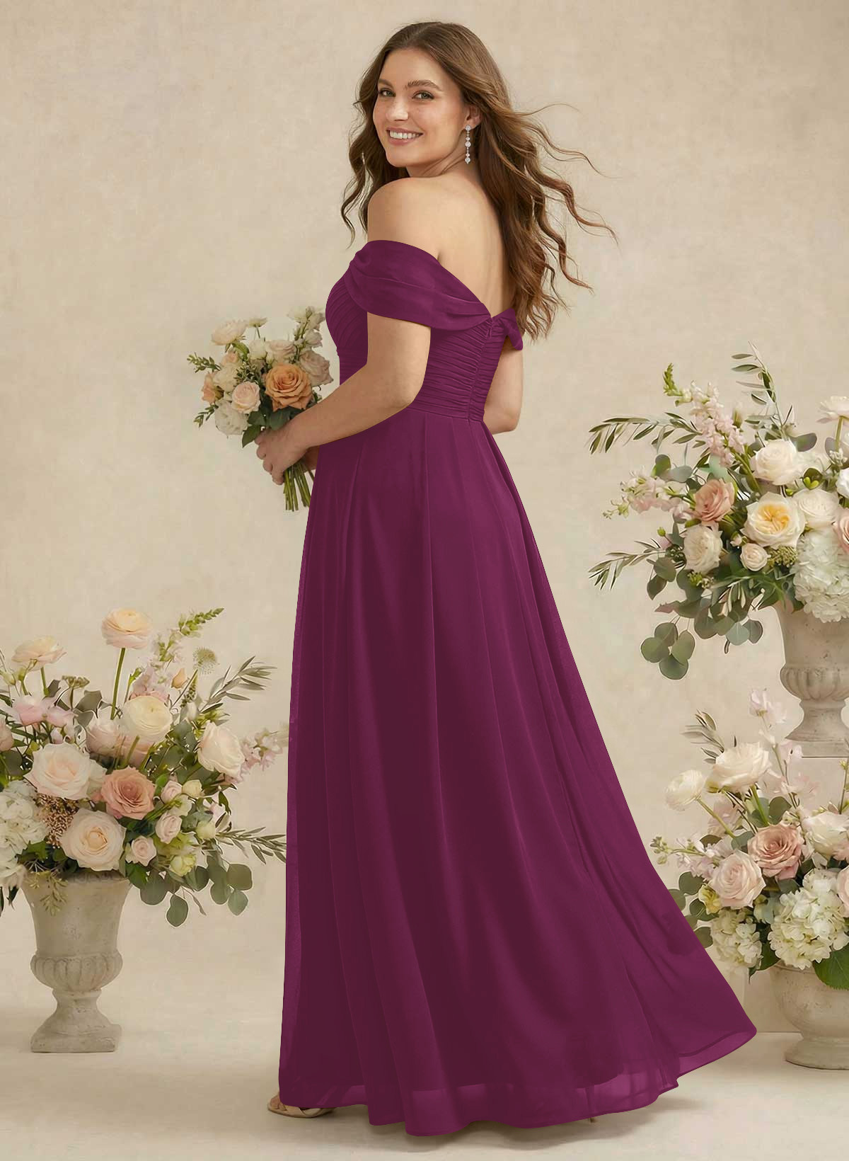 Off-The-Shoulder A-Line Chiffon Bridesmaid Dresses, product image 276