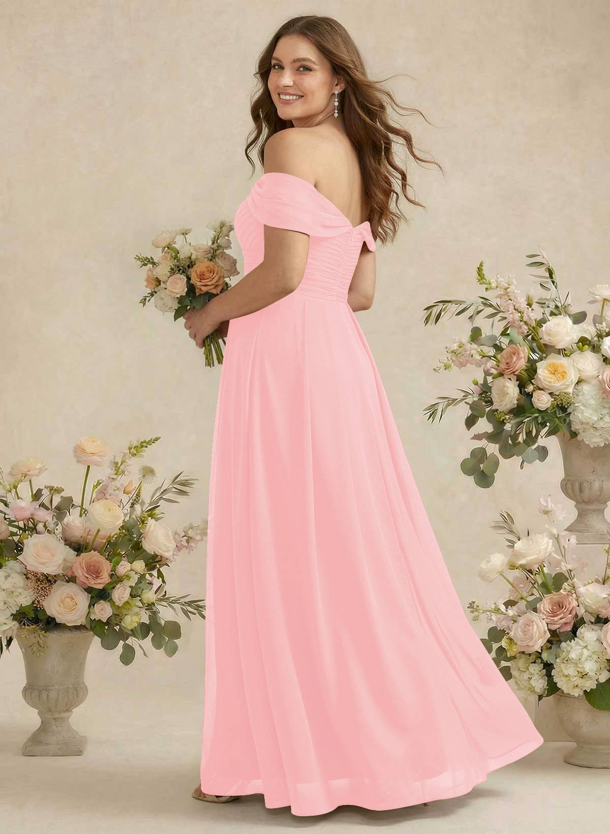 Off-The-Shoulder A-Line Chiffon Bridesmaid Dresses, product image 250
