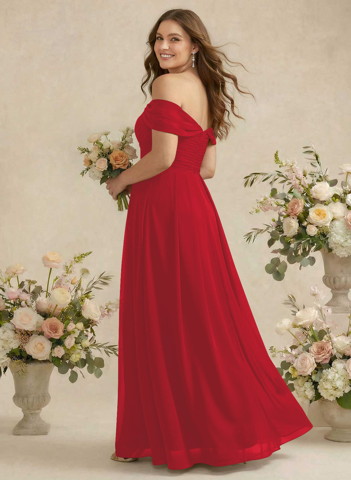 Off-The-Shoulder A-Line Chiffon Bridesmaid Dresses, product image 238