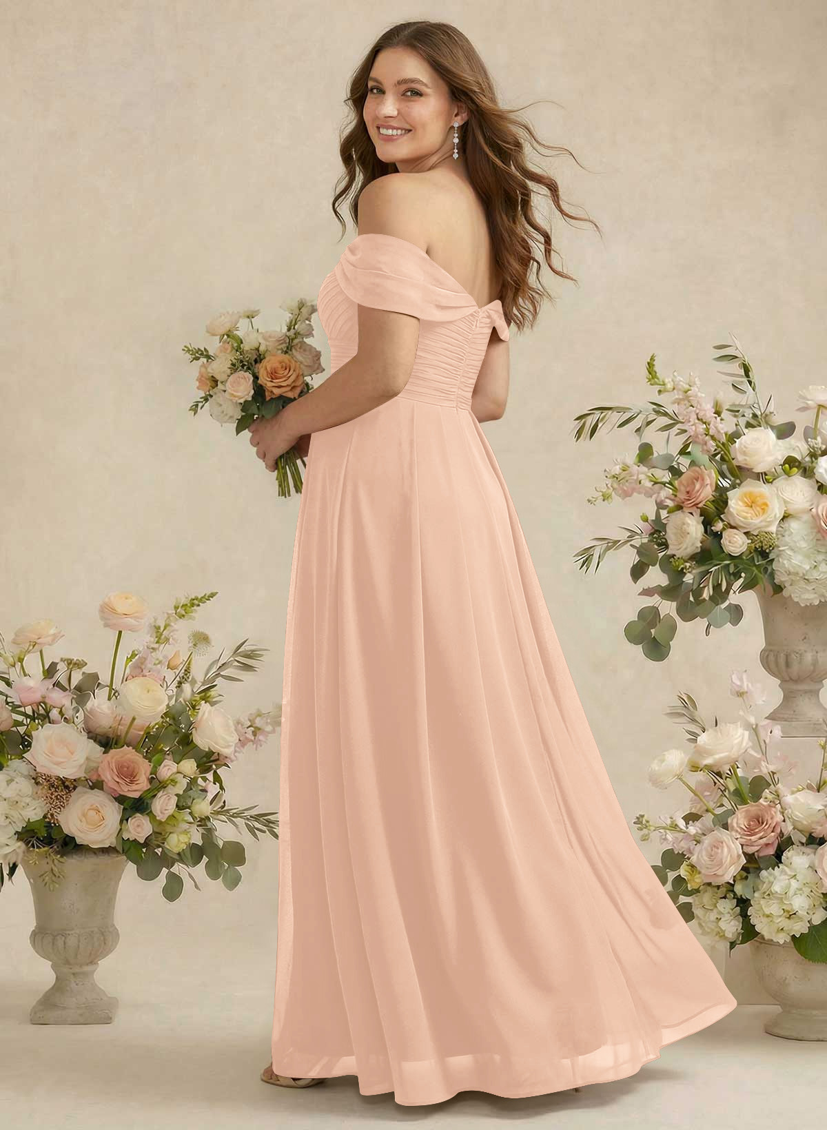 Off-The-Shoulder A-Line Chiffon Bridesmaid Dresses, product image 330