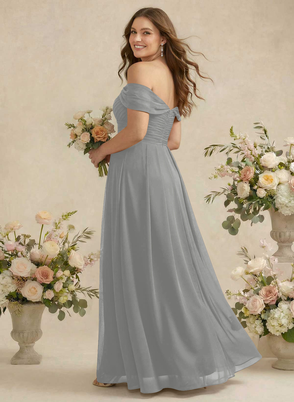 Off-The-Shoulder A-Line Chiffon Bridesmaid Dresses, product image 318