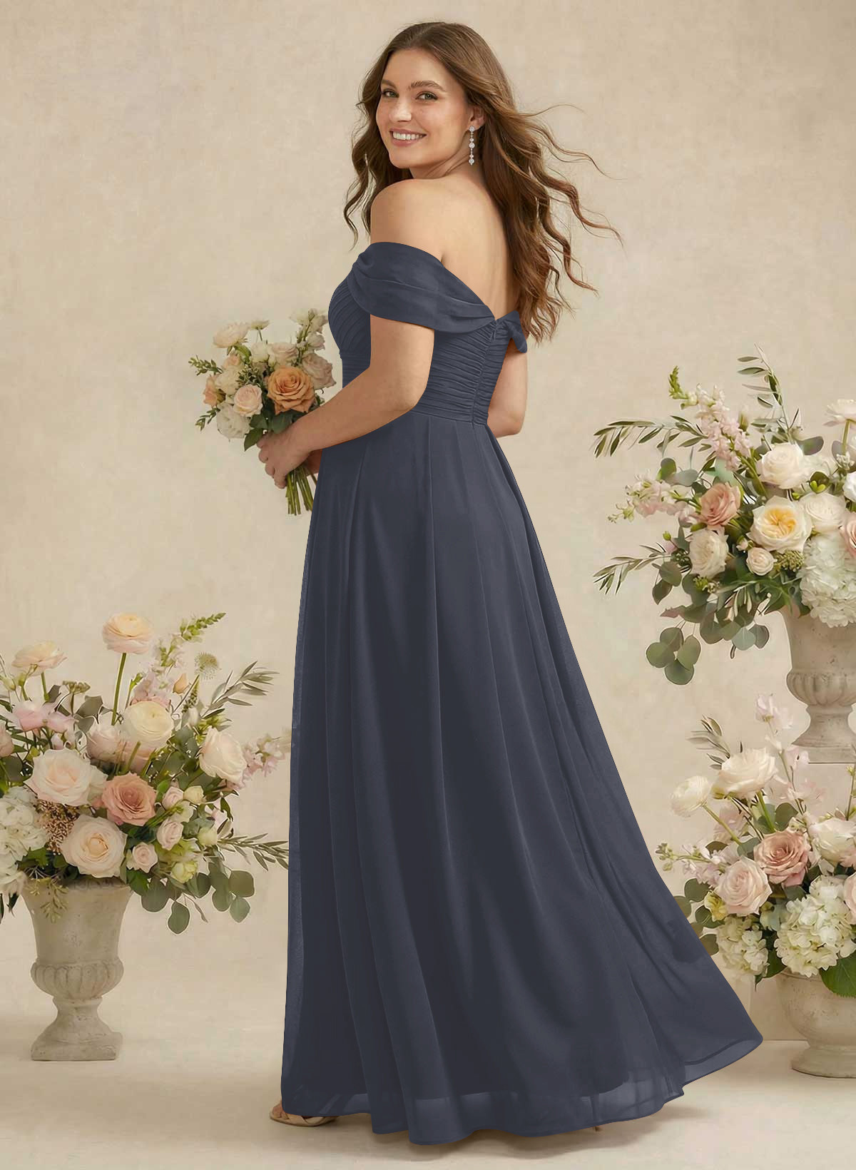 Off-The-Shoulder A-Line Chiffon Bridesmaid Dresses, product image 216