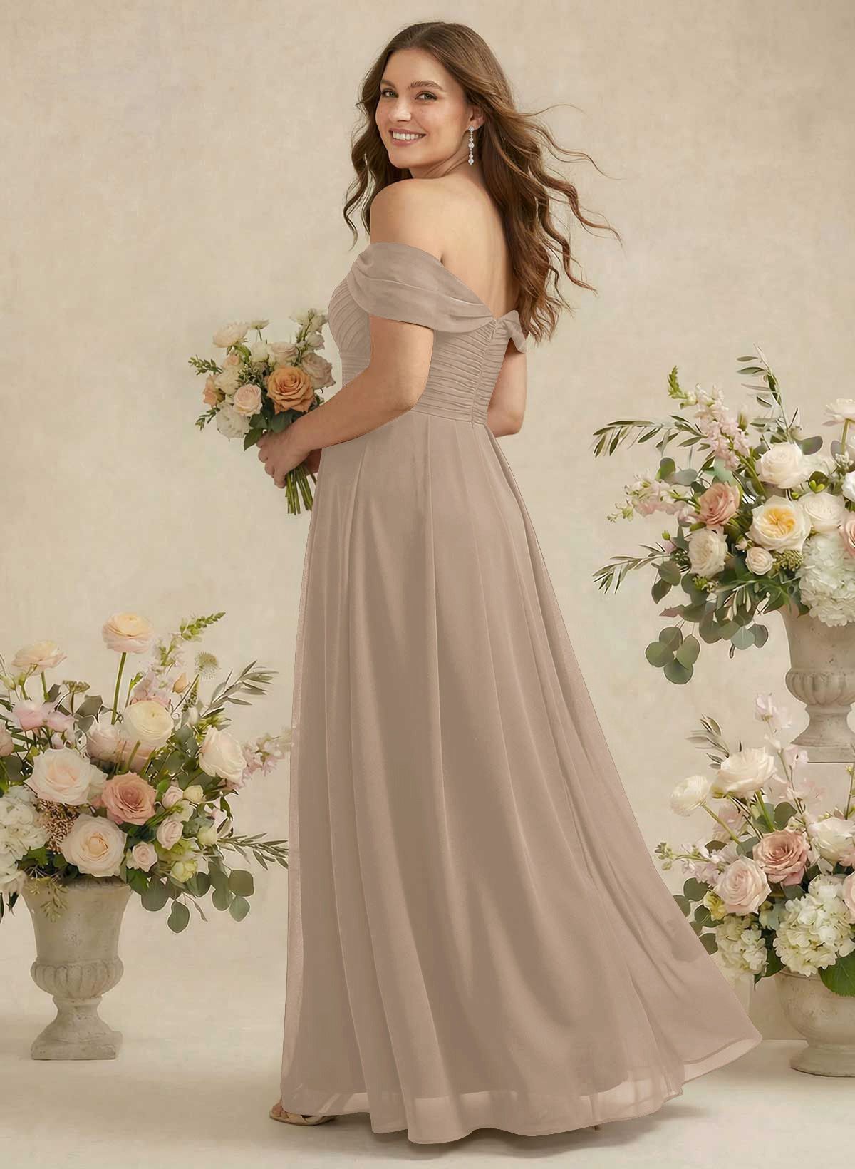 Off-The-Shoulder A-Line Chiffon Bridesmaid Dresses, product image 302