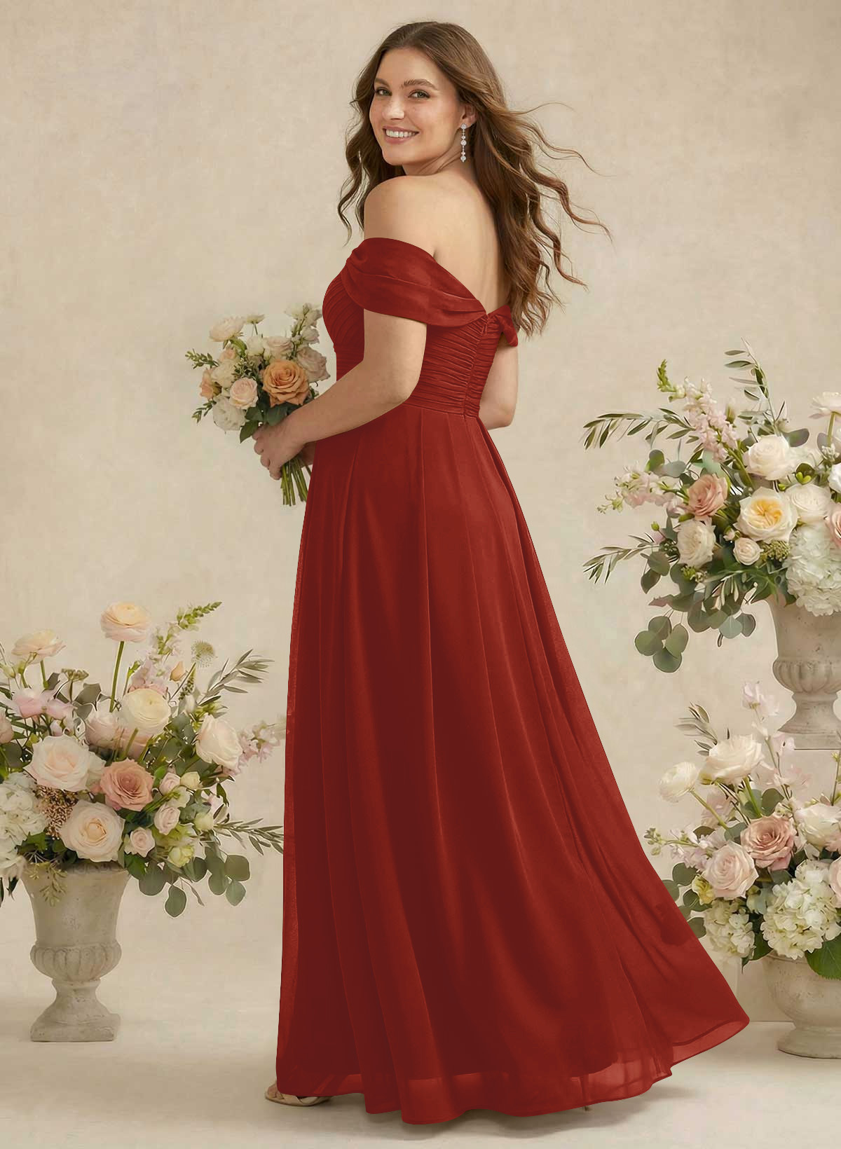 Off-The-Shoulder A-Line Chiffon Bridesmaid Dresses, product image 240