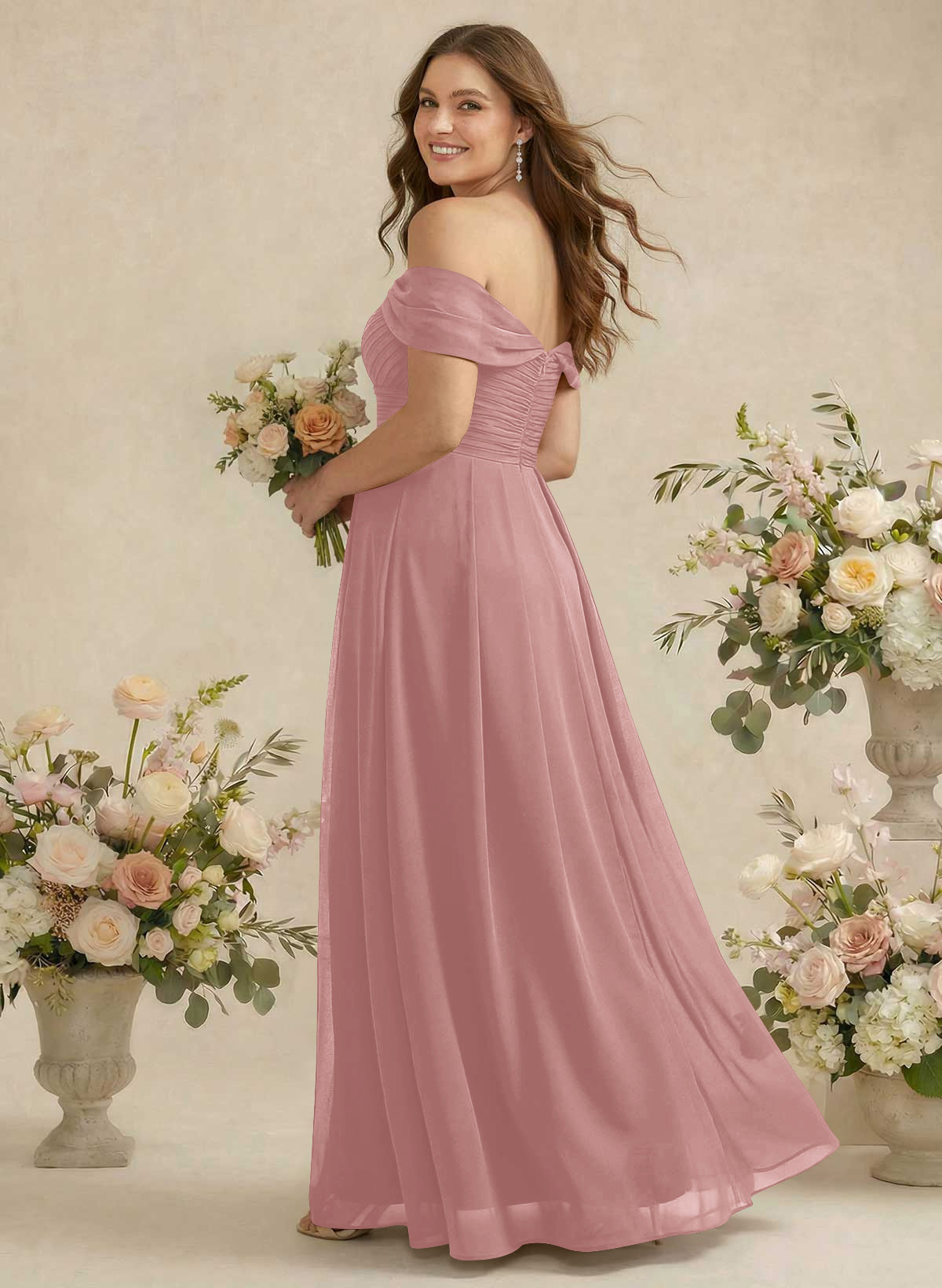 Off-The-Shoulder A-Line Chiffon Bridesmaid Dresses, product image 262