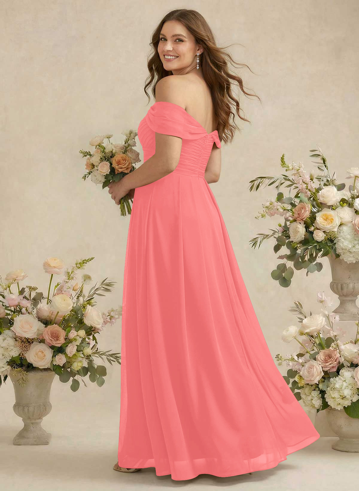 Off-The-Shoulder A-Line Chiffon Bridesmaid Dresses, product image 242