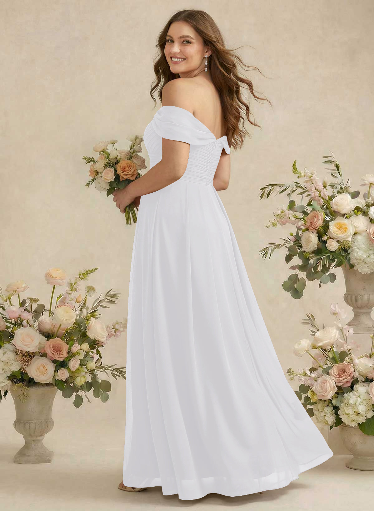 Off-The-Shoulder A-Line Chiffon Bridesmaid Dresses, product image 316