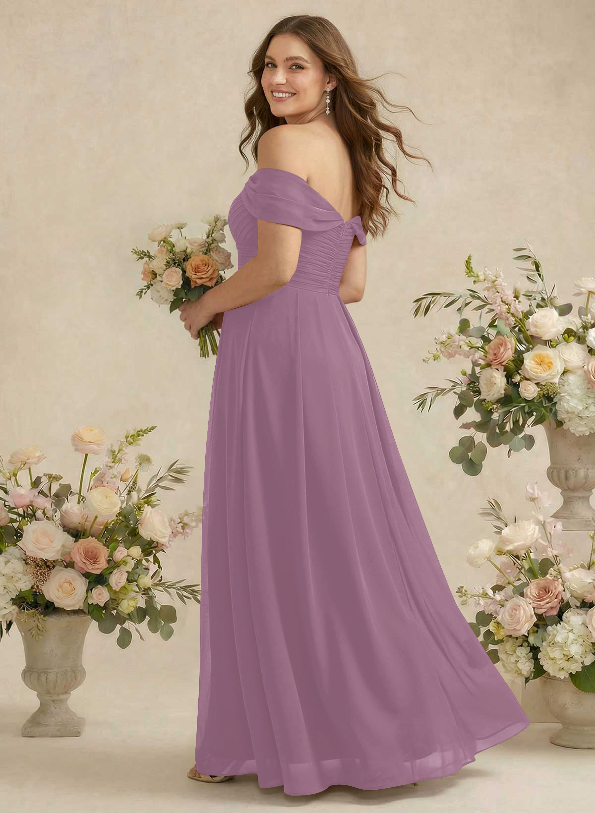 Off-The-Shoulder A-Line Chiffon Bridesmaid Dresses, product image 260