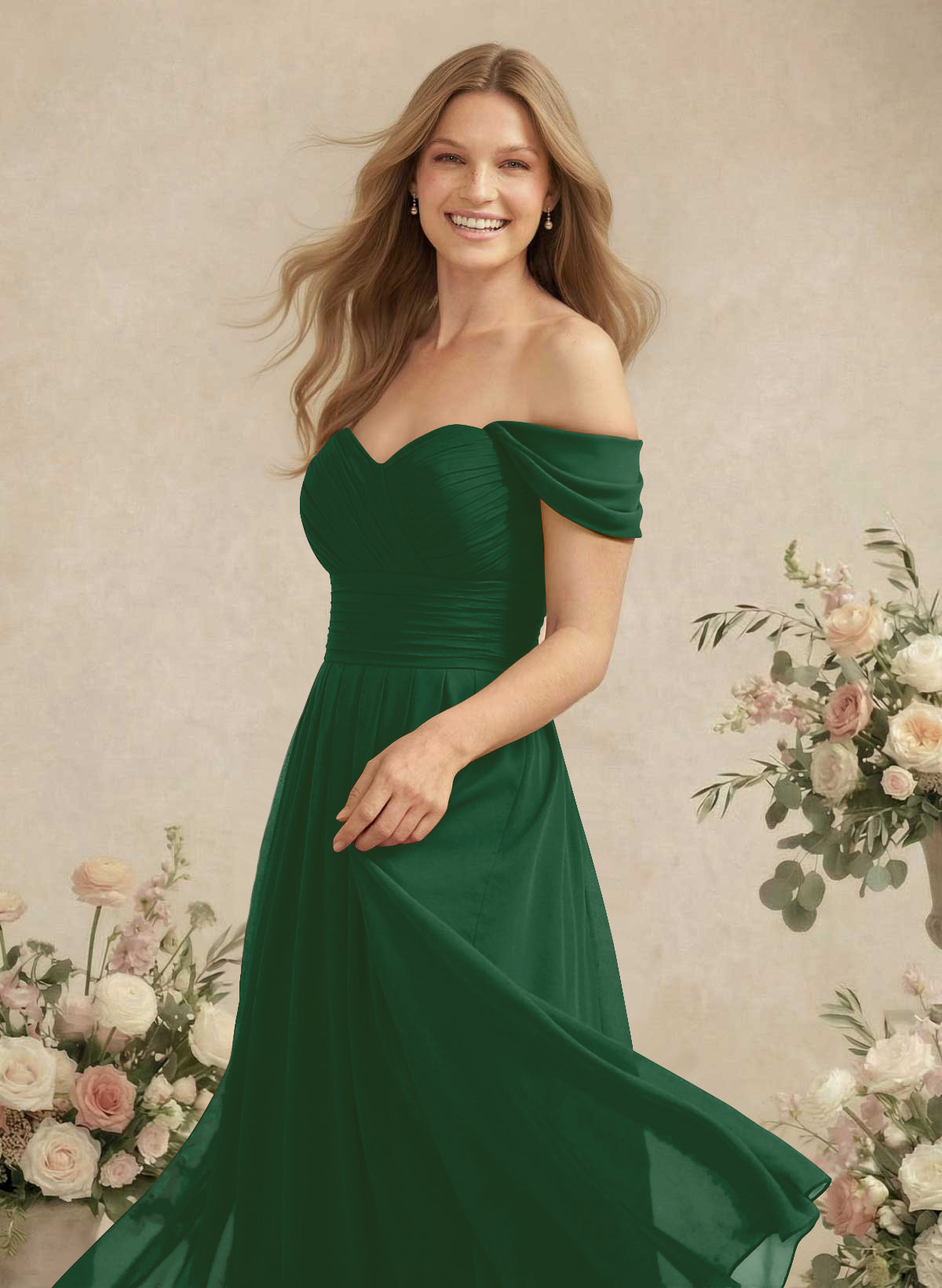 Off-The-Shoulder A-Line Chiffon Bridesmaid Dresses, product image 195