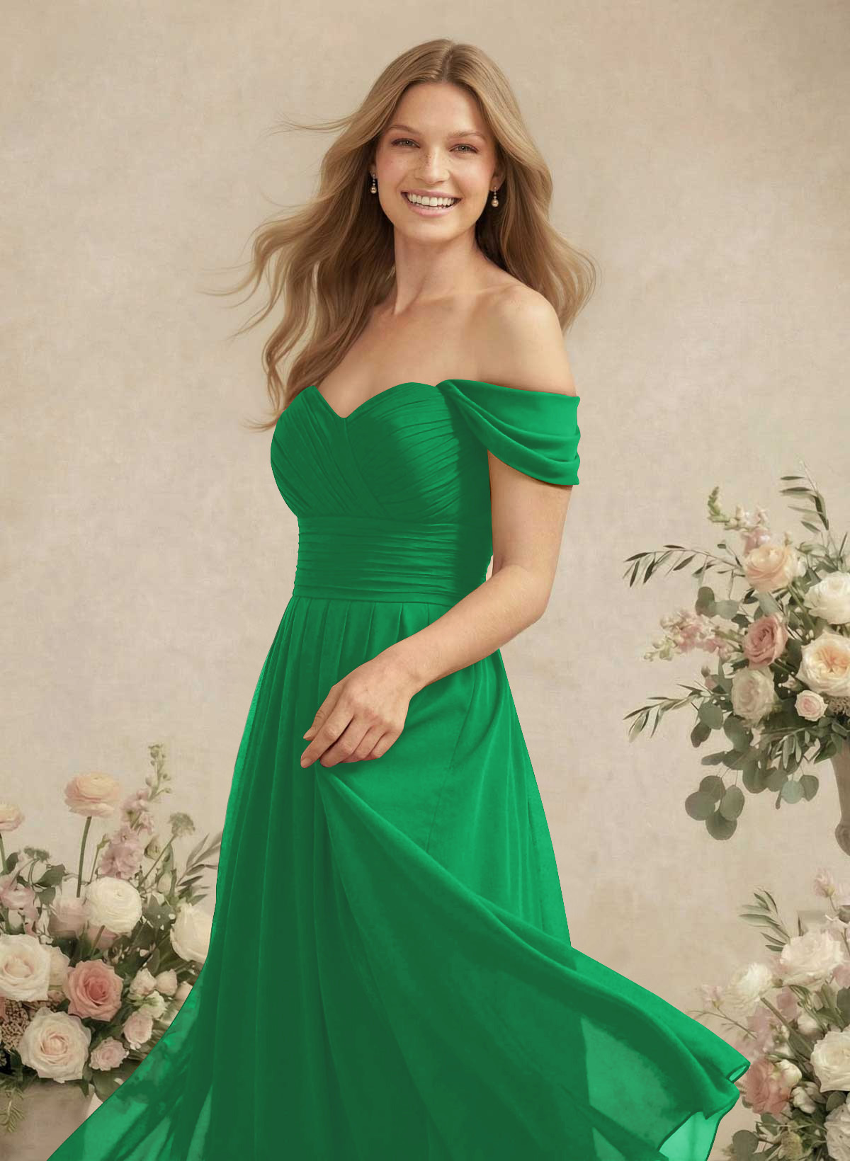 Off-The-Shoulder A-Line Chiffon Bridesmaid Dresses, product image 192