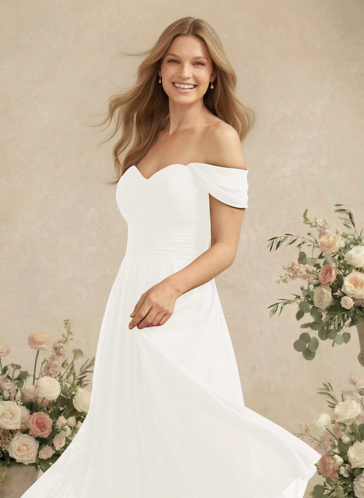 Off-The-Shoulder A-Line Chiffon Bridesmaid Dresses, product image 165