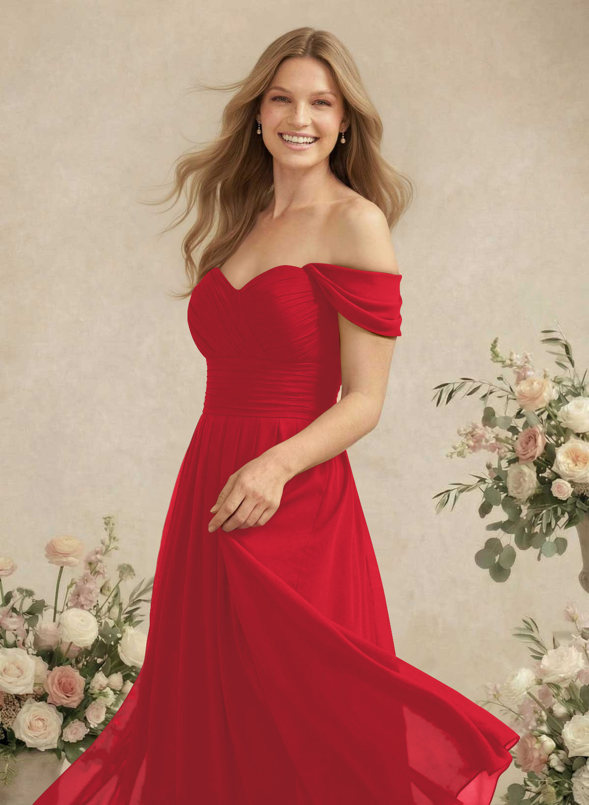Off-The-Shoulder A-Line Chiffon Bridesmaid Dresses, product image 51