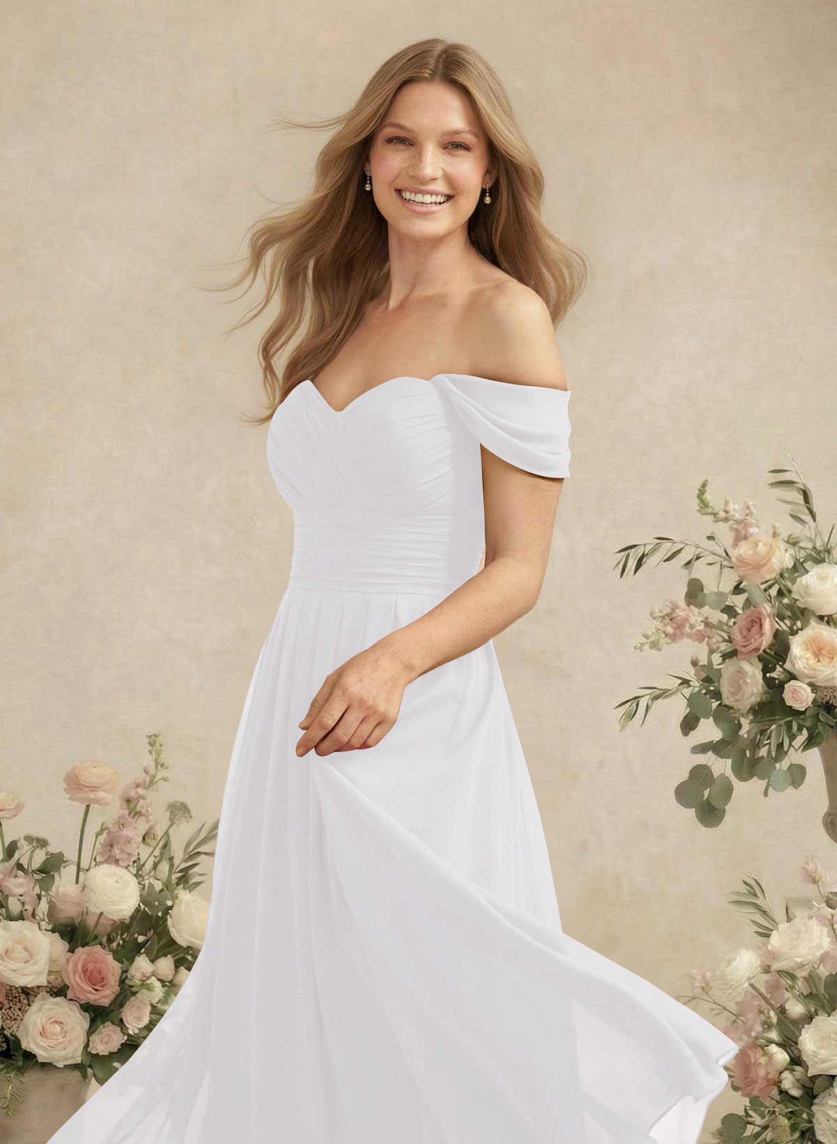 Off-The-Shoulder A-Line Chiffon Bridesmaid Dresses, product image 168
